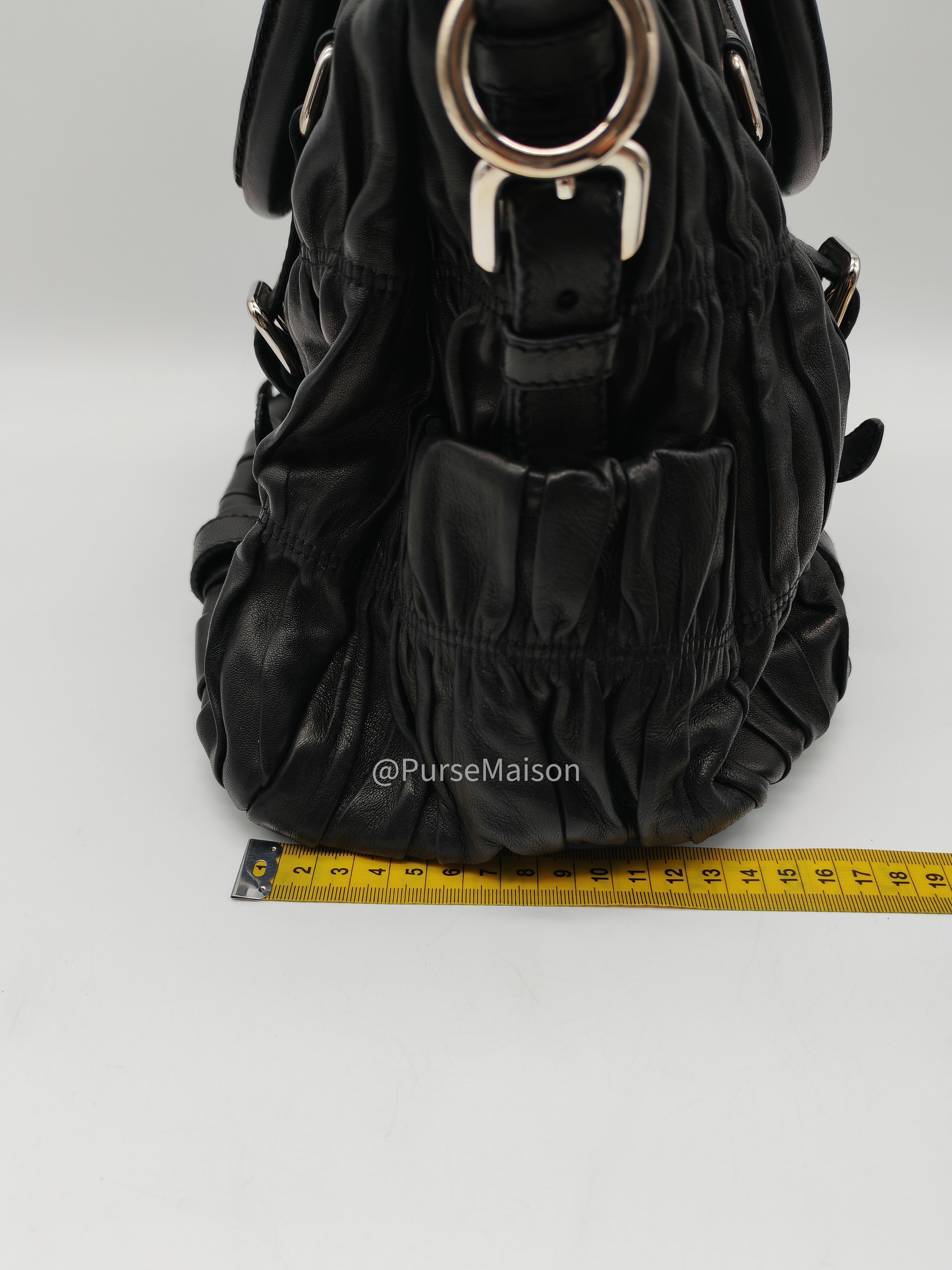 Prada Nappa in Black Gaufre Leather Shoulder Bag