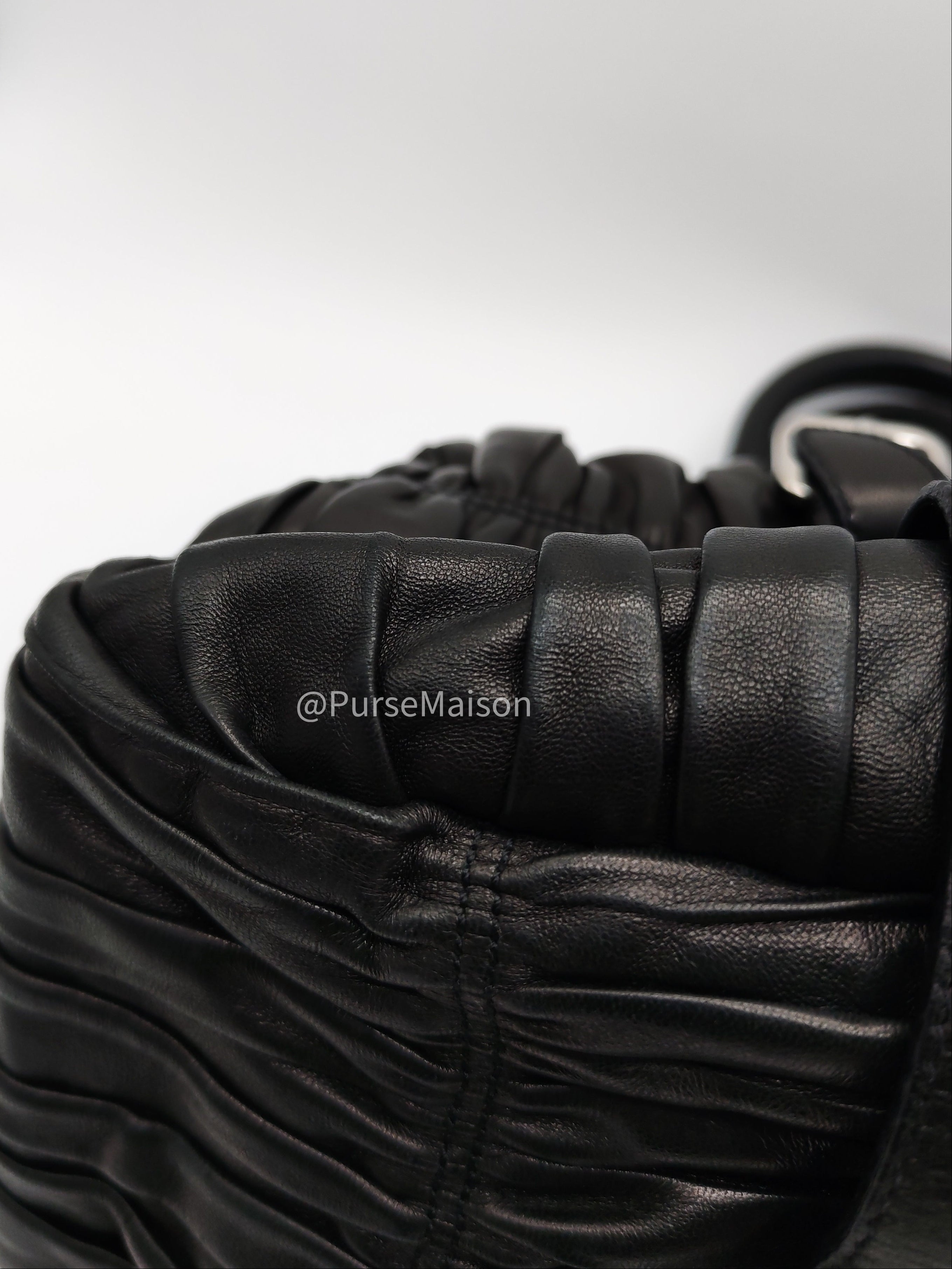 Prada Nappa in Black Gaufre Leather Shoulder Bag