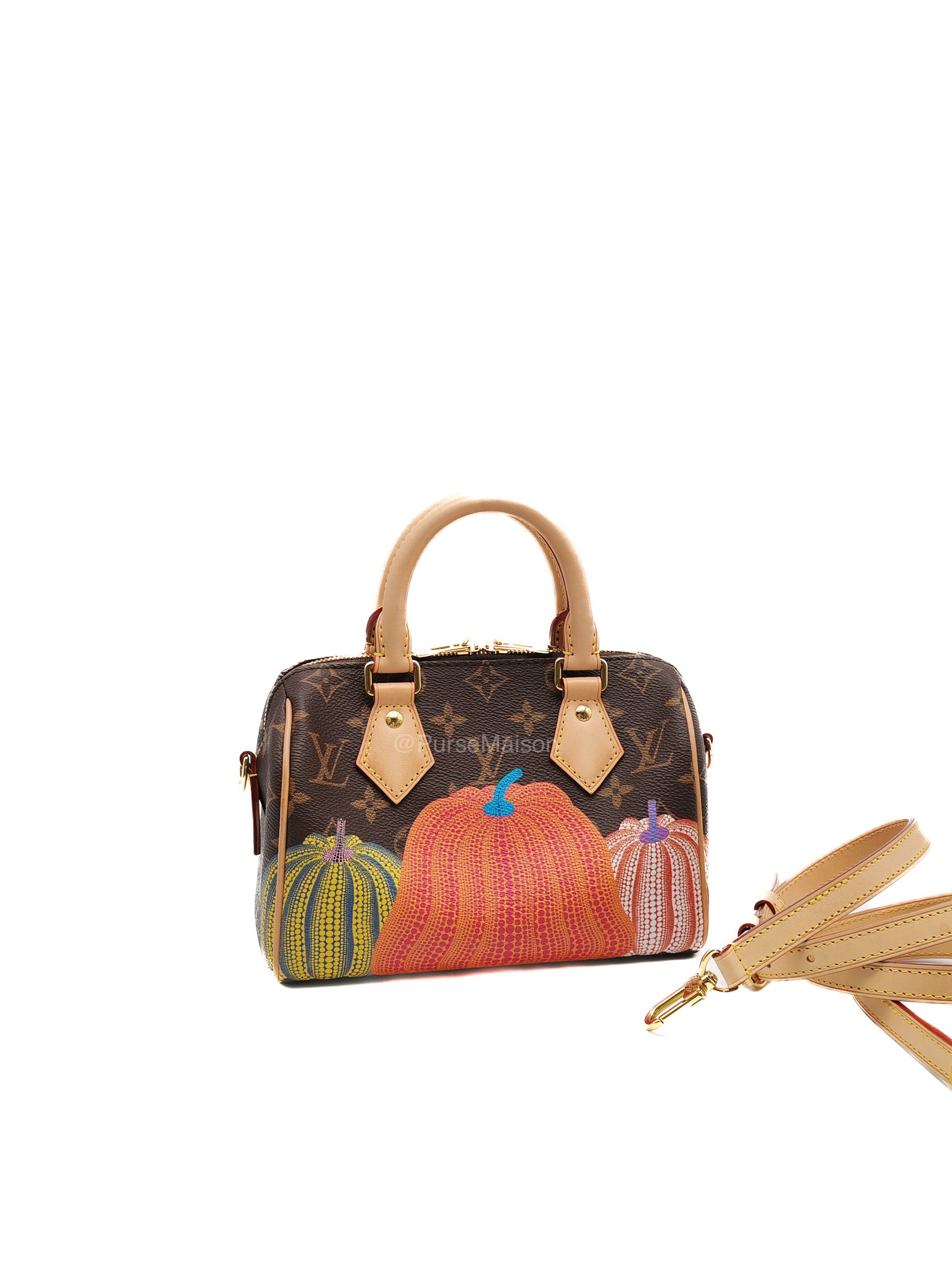 Louis Vuitton Speedy Bandouliere 20 LV x Yayoi Kusama in Monogram Canvas Pumpskins (Microchip)