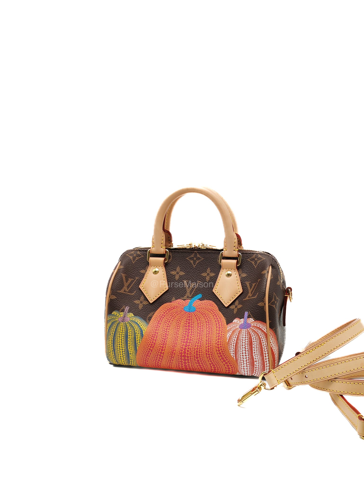 Louis Vuitton Speedy Bandouliere 20 LV x Yayoi Kusama in Monogram Canvas Pumpskins (Microchip)