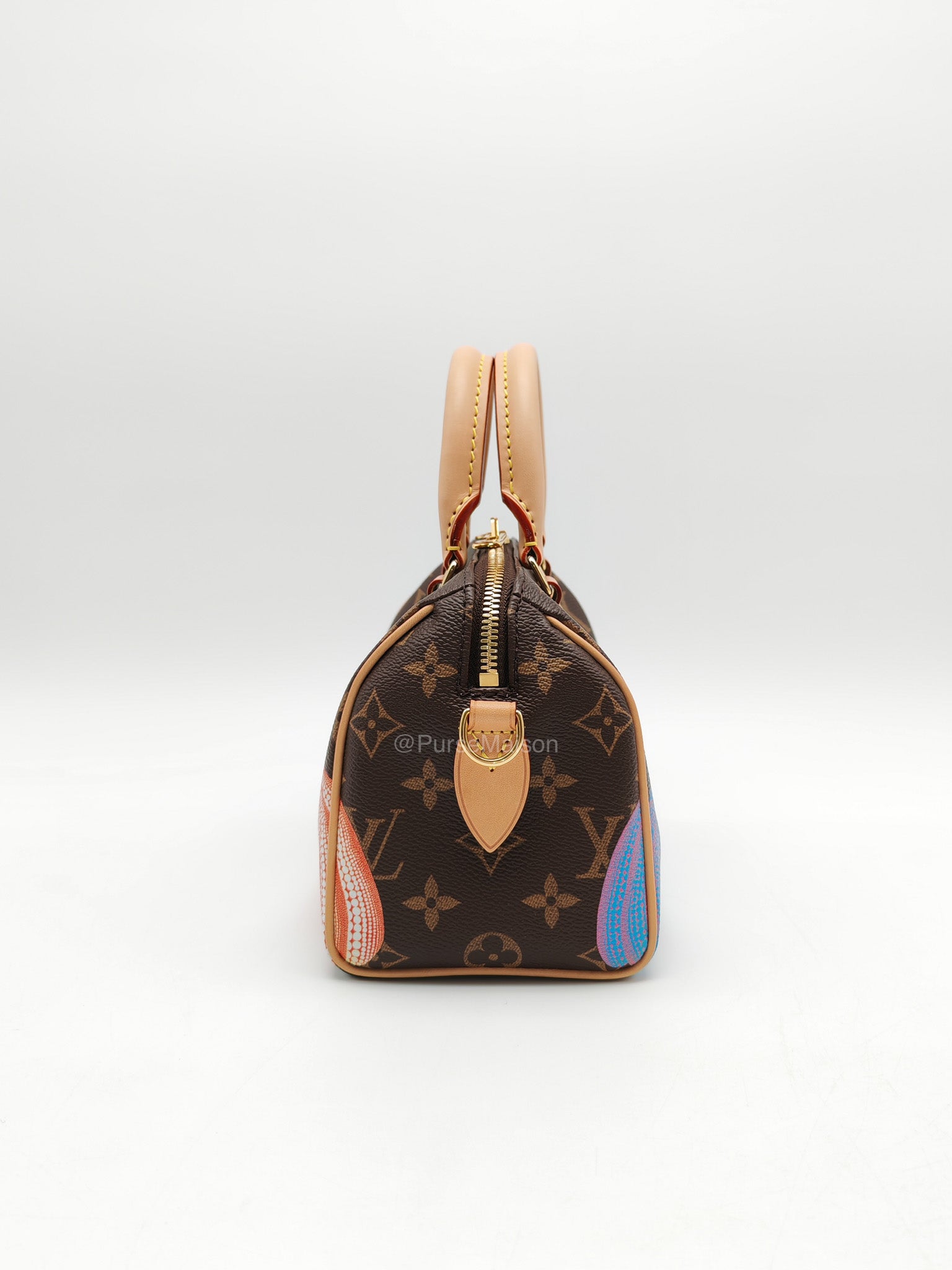 Louis Vuitton Speedy Bandouliere 20 LV x Yayoi Kusama in Monogram Canvas Pumpskins (Microchip)