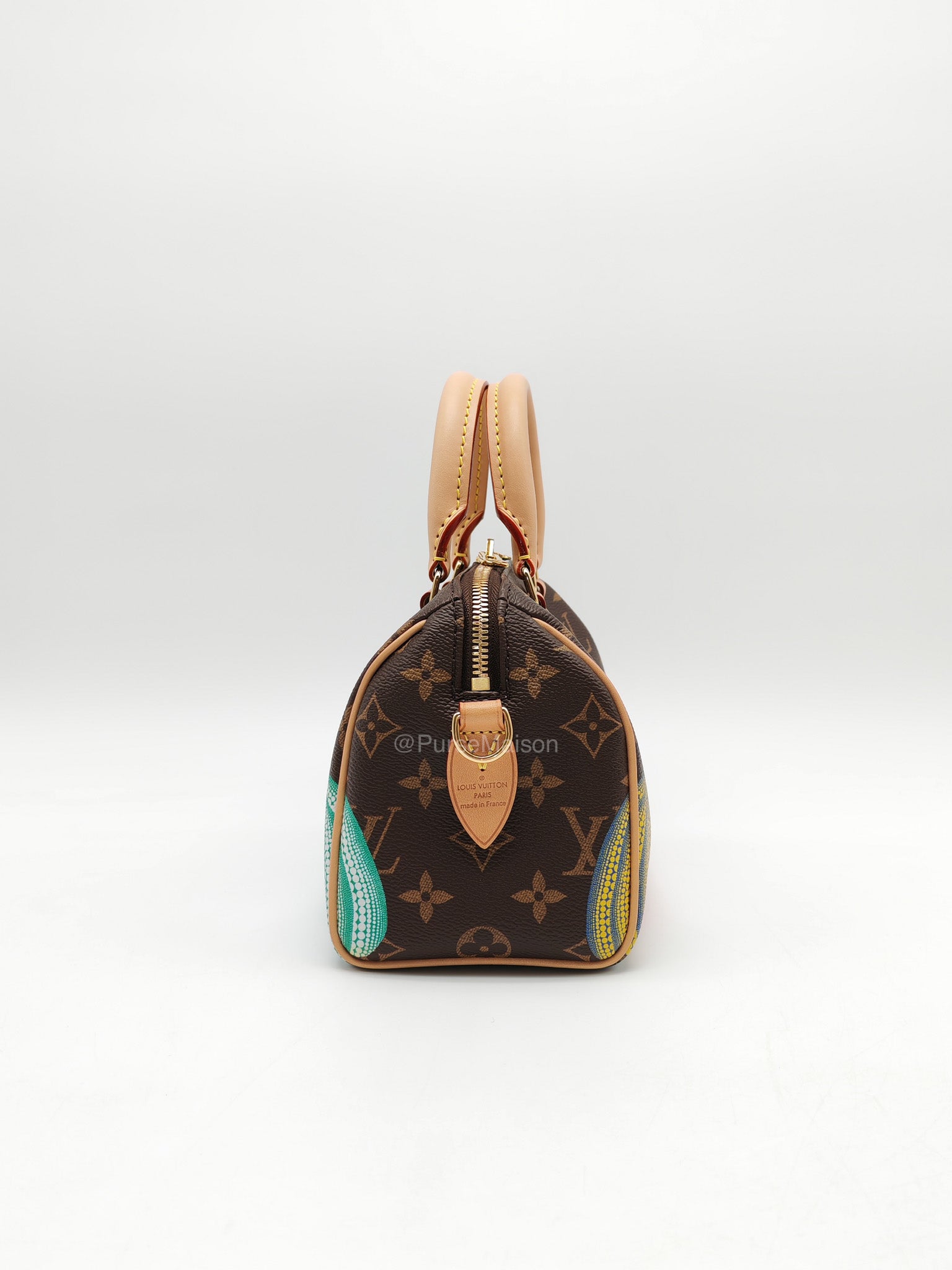 Louis Vuitton Speedy Bandouliere 20 LV x Yayoi Kusama in Monogram Canvas Pumpskins (Microchip)
