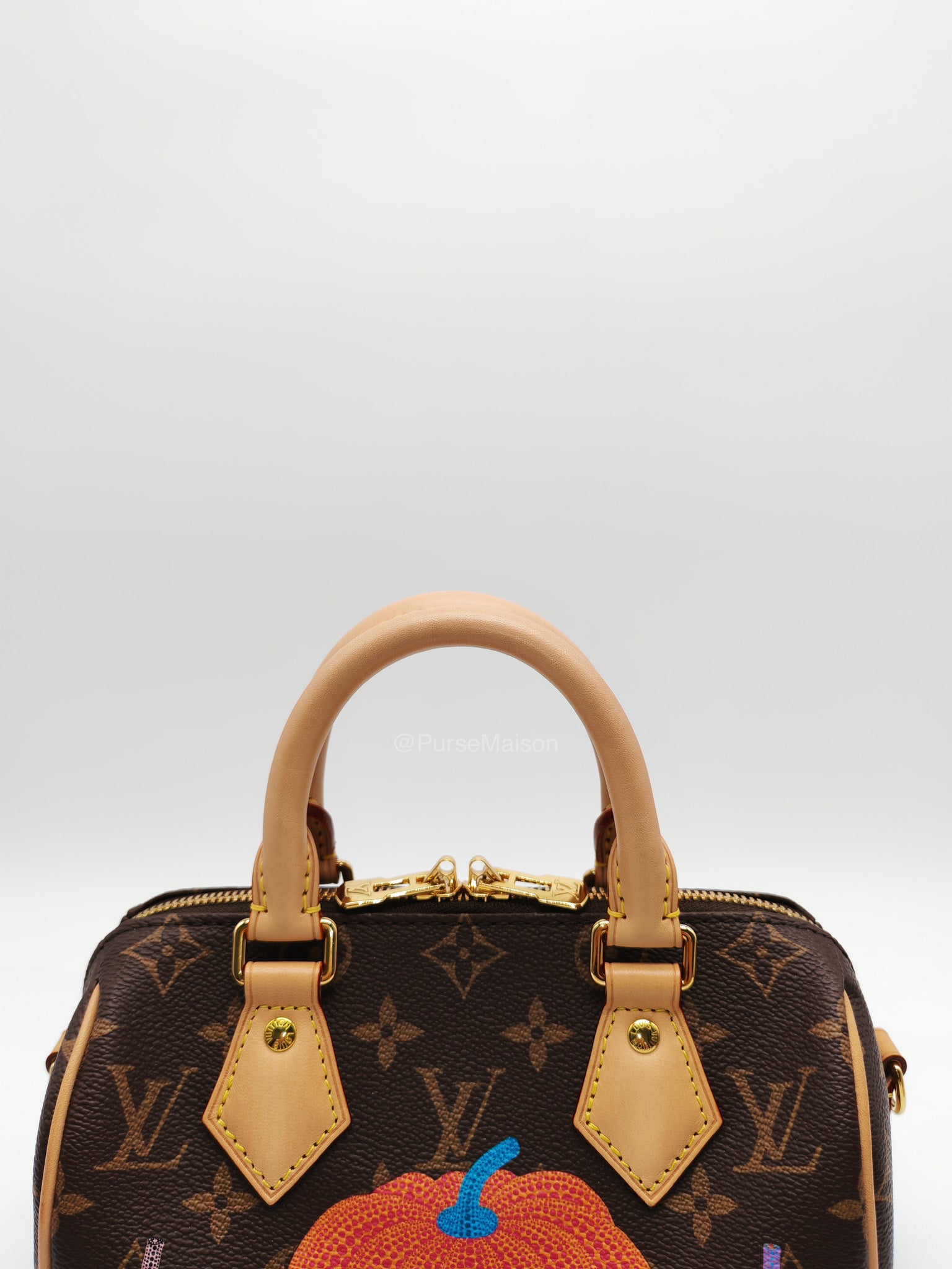 Louis Vuitton Speedy Bandouliere 20 LV x Yayoi Kusama in Monogram Canvas Pumpskins (Microchip)