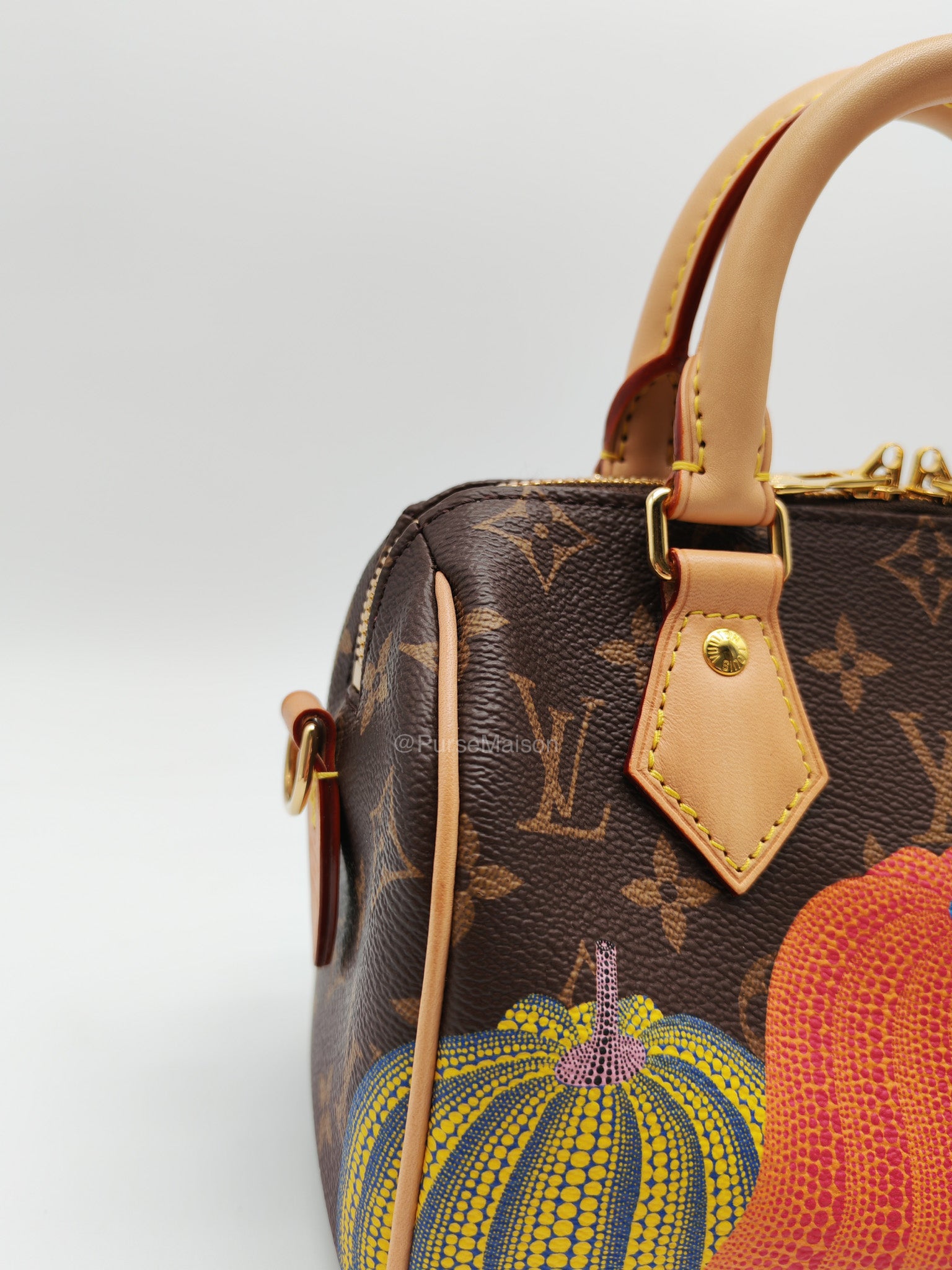 Louis Vuitton Speedy Bandouliere 20 LV x Yayoi Kusama in Monogram Canvas Pumpskins (Microchip)