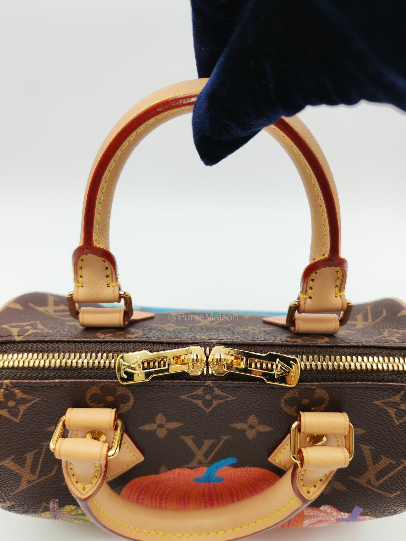 Louis Vuitton Speedy Bandouliere 20 LV x Yayoi Kusama in Monogram Canvas Pumpskins (Microchip)