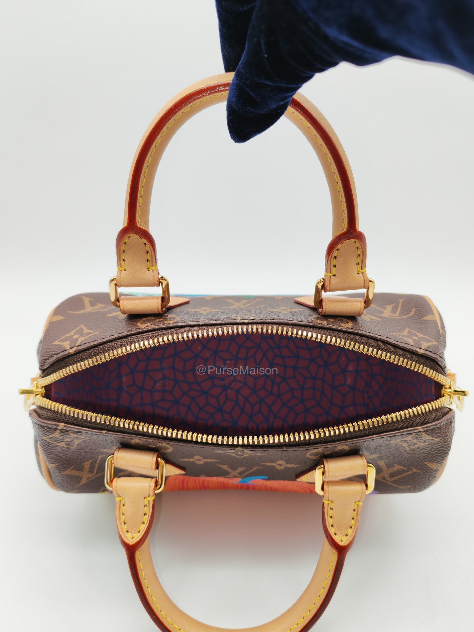 Louis Vuitton Speedy Bandouliere 20 LV x Yayoi Kusama in Monogram Canvas Pumpskins (Microchip)