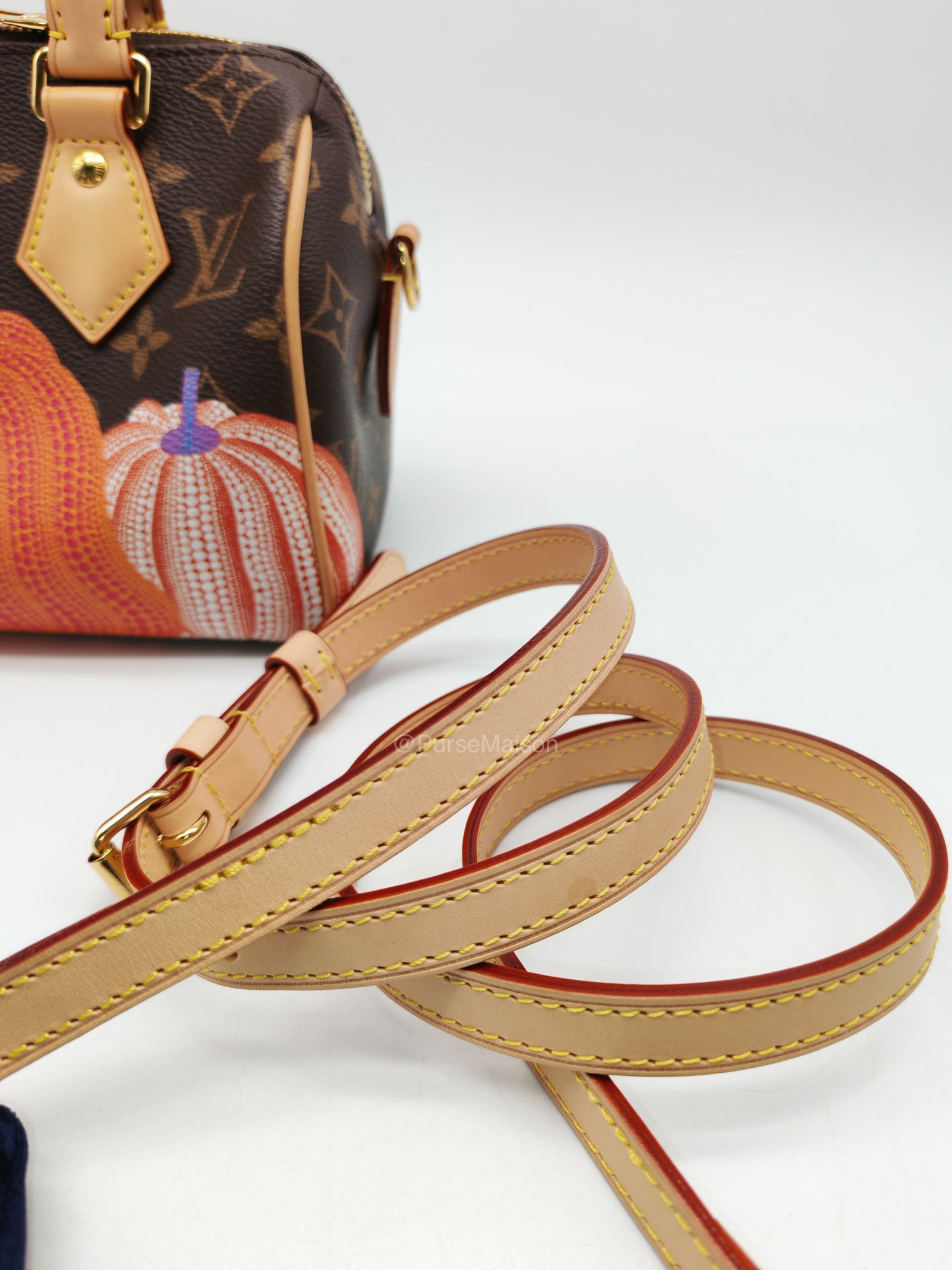 Louis Vuitton Speedy Bandouliere 20 LV x Yayoi Kusama in Monogram Canvas Pumpskins (Microchip)