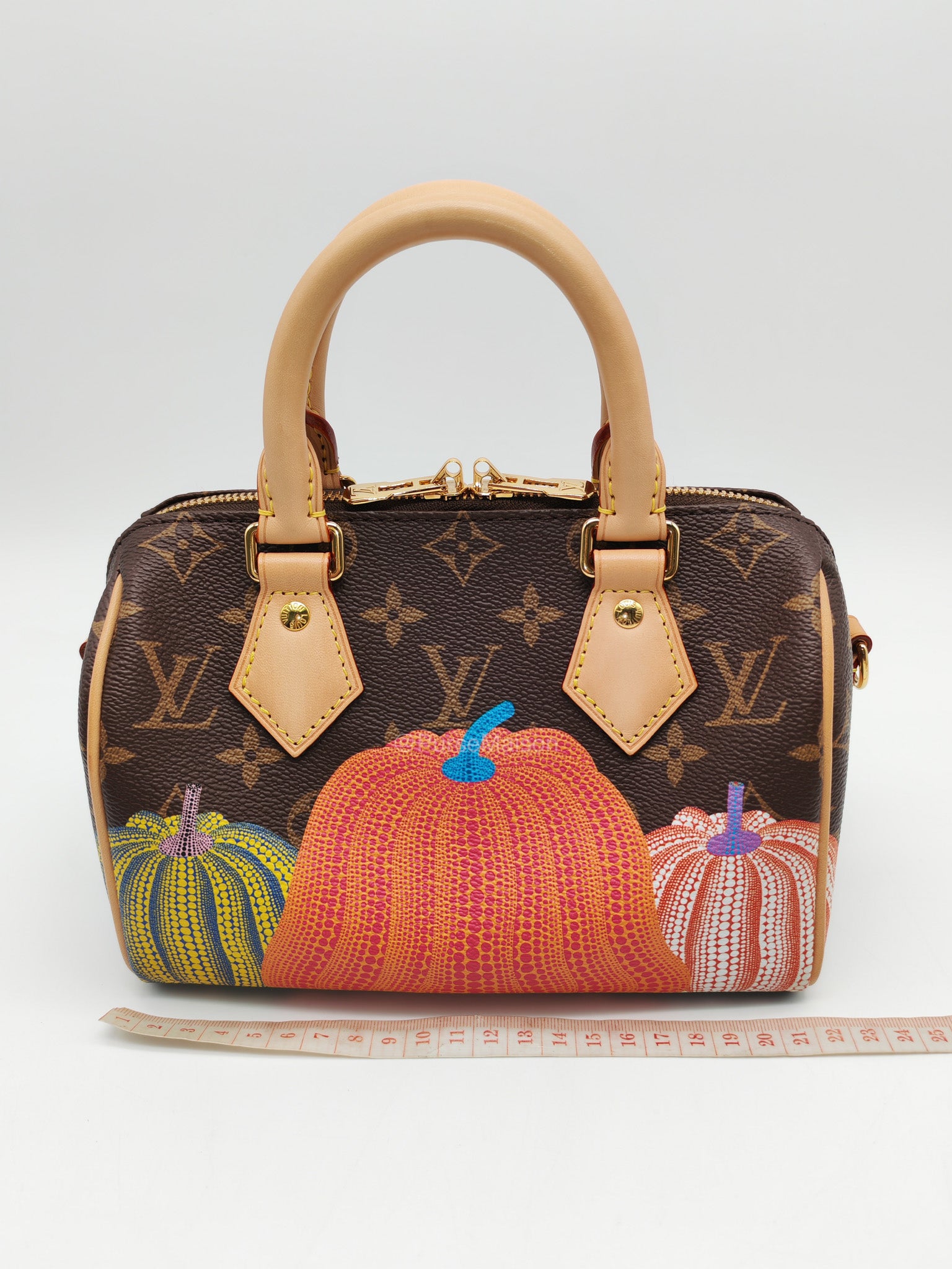 Louis Vuitton Speedy Bandouliere 20 LV x Yayoi Kusama in Monogram Canvas Pumpskins (Microchip)