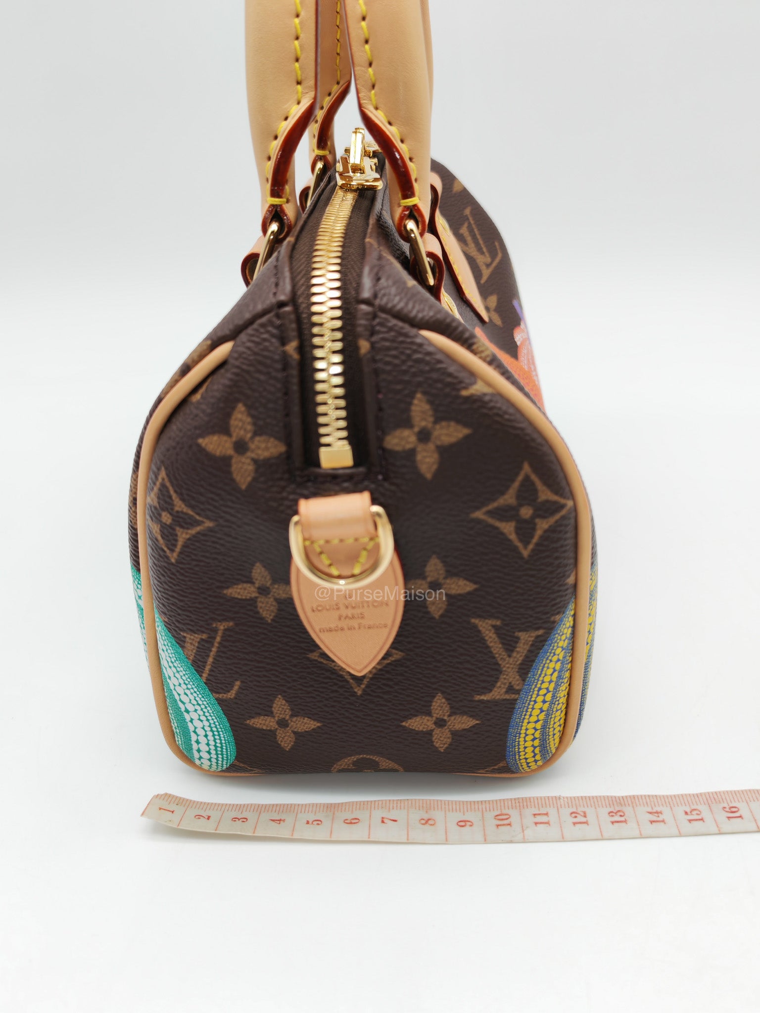 Louis Vuitton Speedy Bandouliere 20 LV x Yayoi Kusama in Monogram Canvas Pumpskins (Microchip)