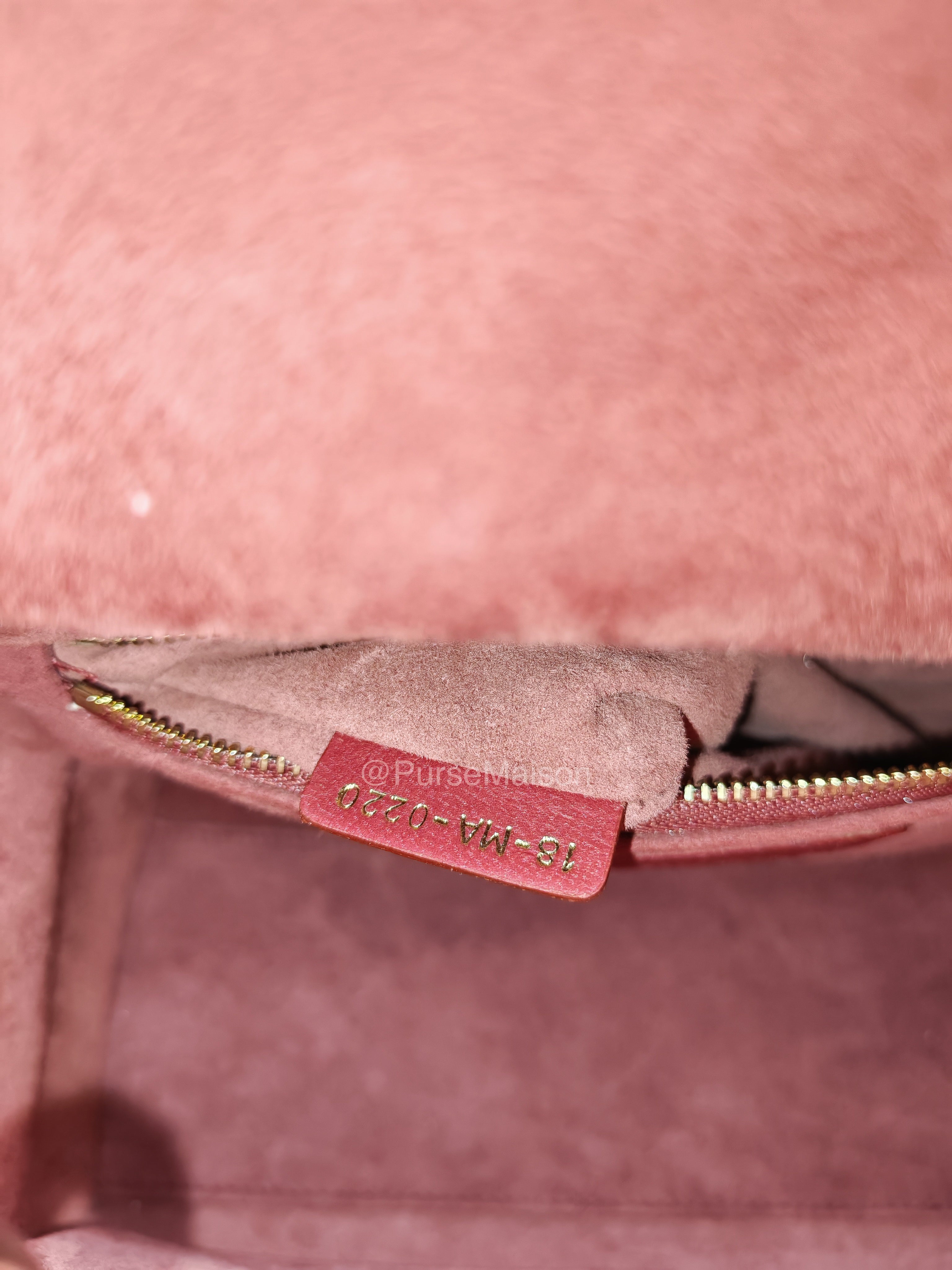 Christian Dior Lady Dior Medium in Dark Red Cannage Quilted Lambskin Leather and Light Gold Hardware