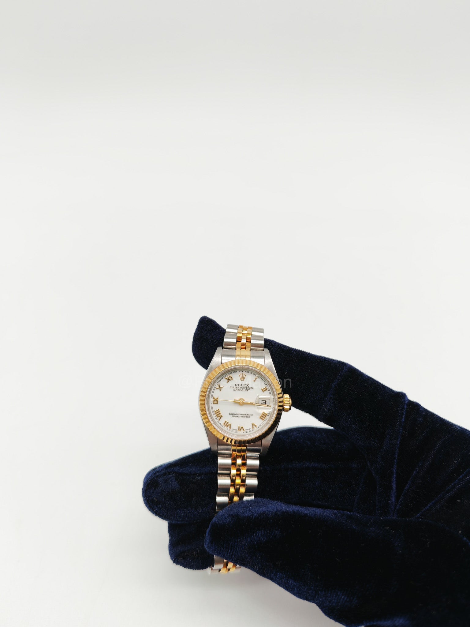 Rolex Oyster Perpetual Datejust White Roman Numeral Dial Two Tone Jubilee Bracelet 26 mm Ref. No. 69173 (1996)