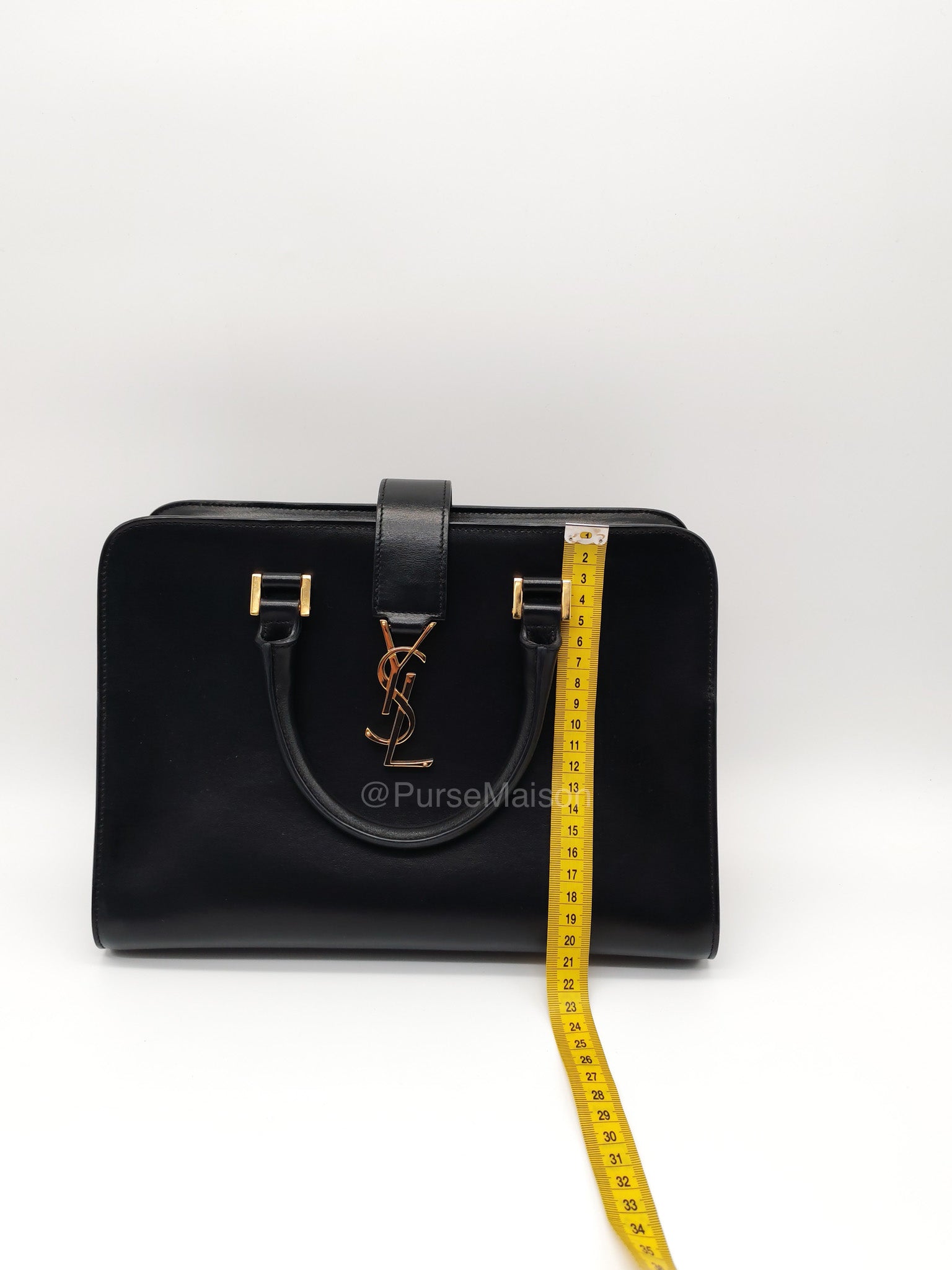 Saint Laurent Cabas Small Monogram in Black Smooth Calfskin Leather