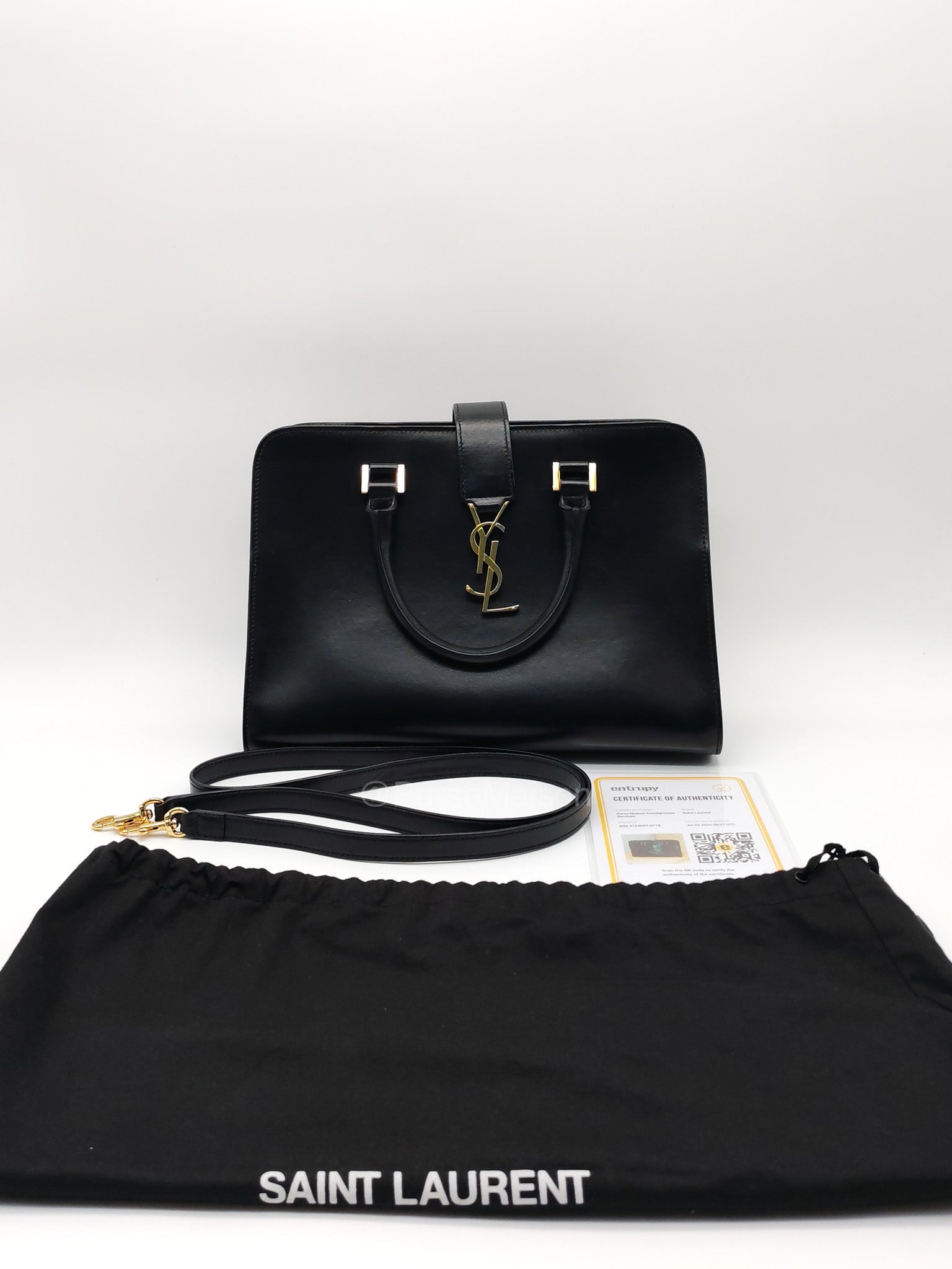 Saint Laurent Cabas Small Monogram in Black Smooth Calfskin Leather