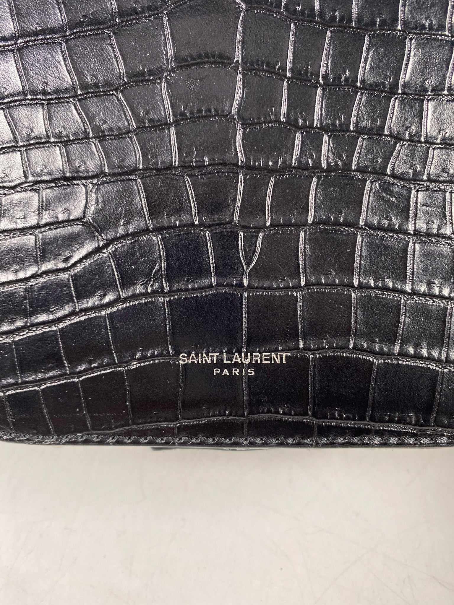 Saint Laurent Mica Hatbox Bag Crocodile Embossed Leather