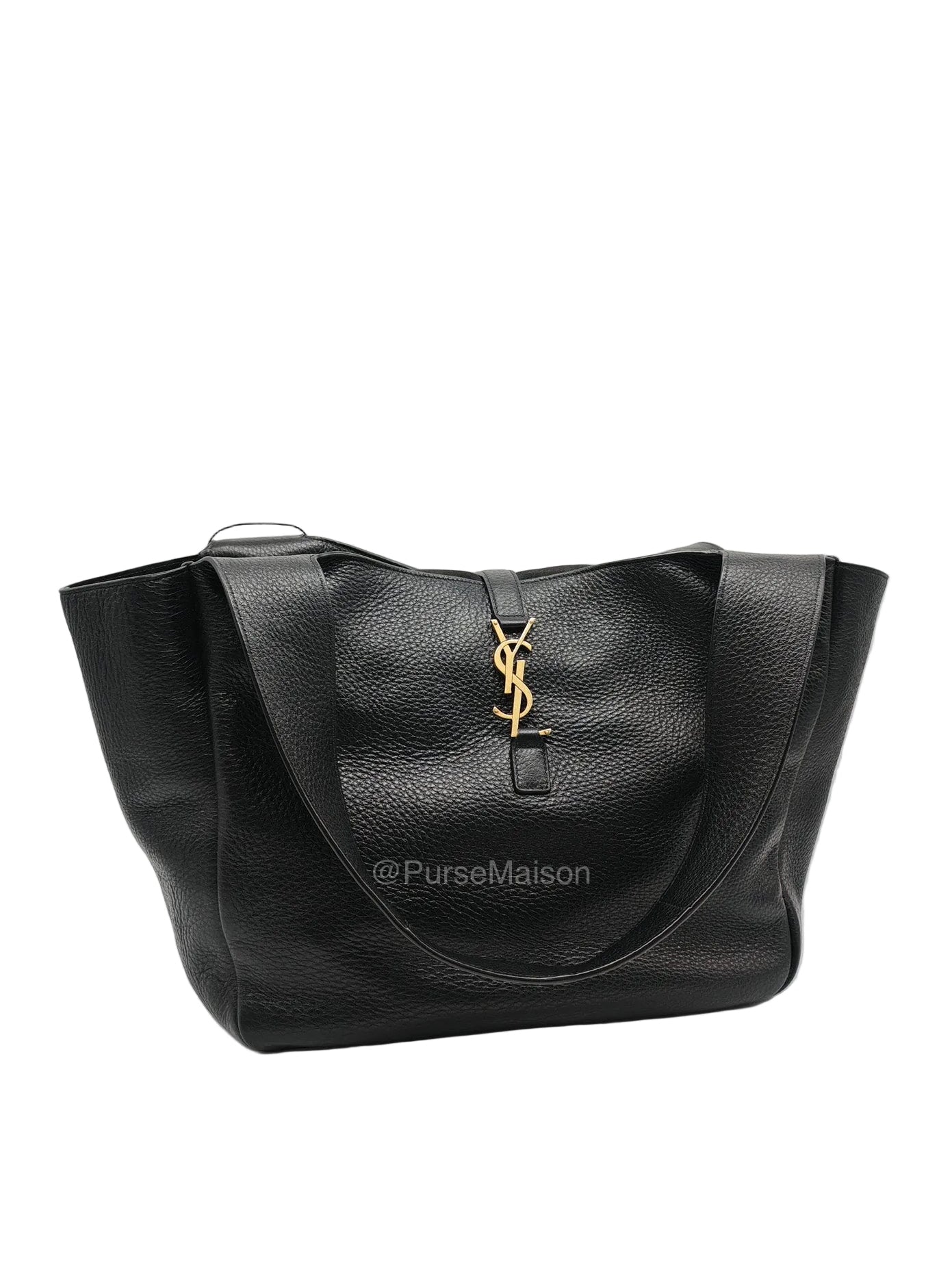Saint Laurent Le 5a7 Bea Tote Bag in Black Grained Leather Tote Bag