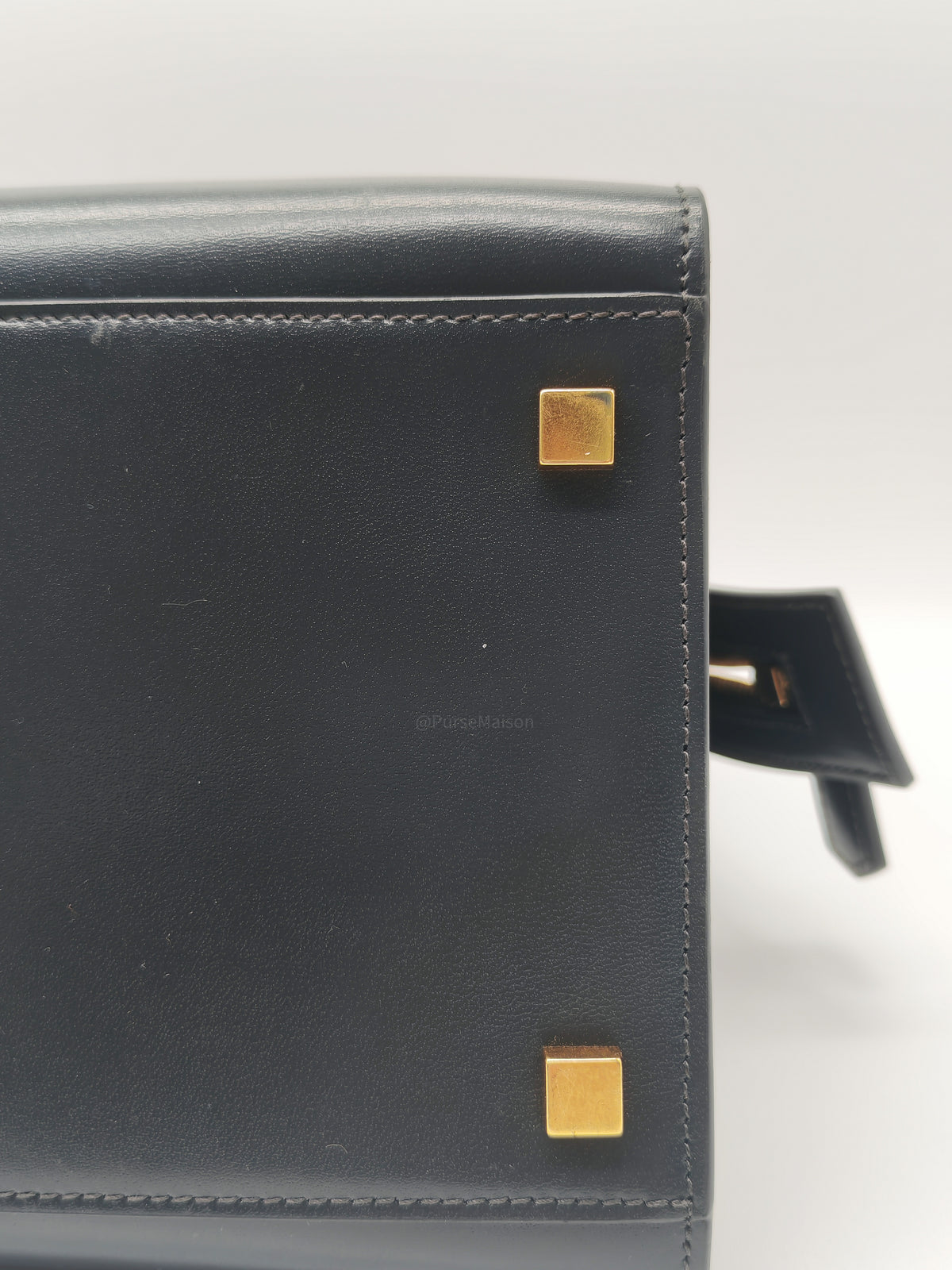 Yves Saint Laurent Uptown Tote Bag in Charcoal Calfskin Leather and Gold Hardware