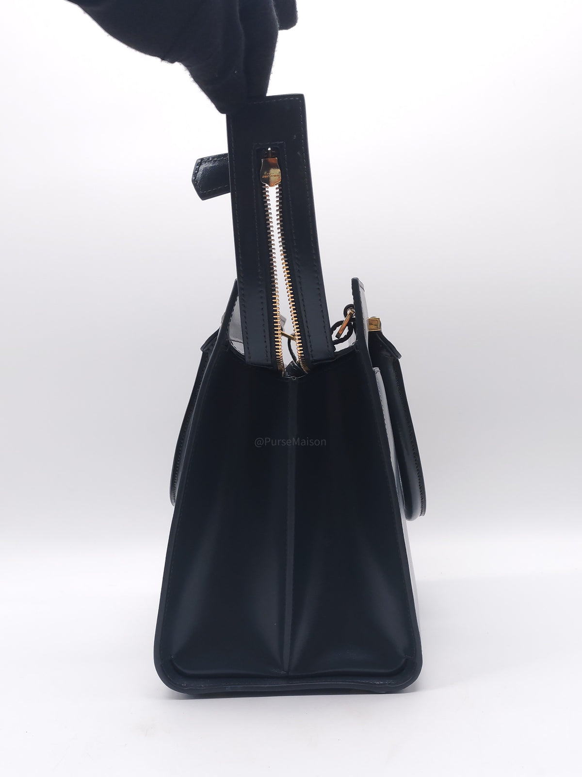 Yves Saint Laurent Uptown Tote Bag in Charcoal Calfskin Leather and Gold Hardware