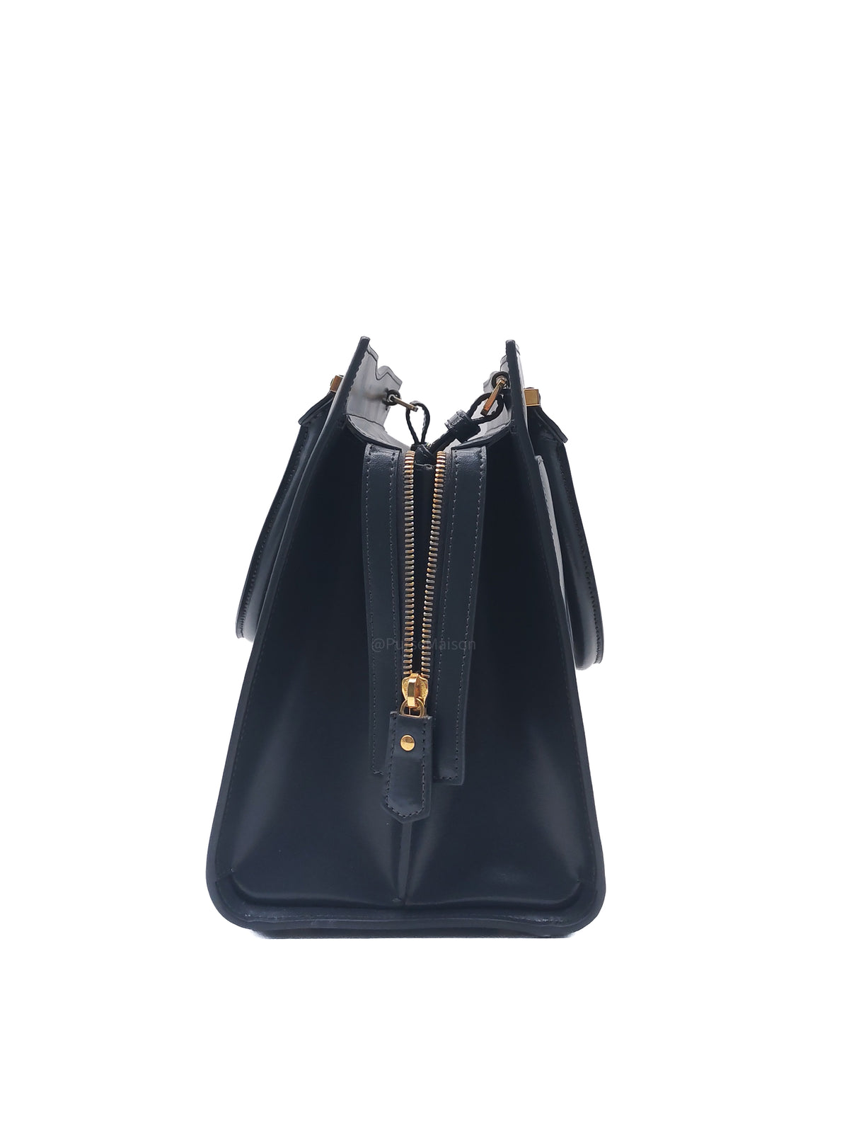 Yves Saint Laurent Uptown Tote Bag in Charcoal Calfskin Leather and Gold Hardware