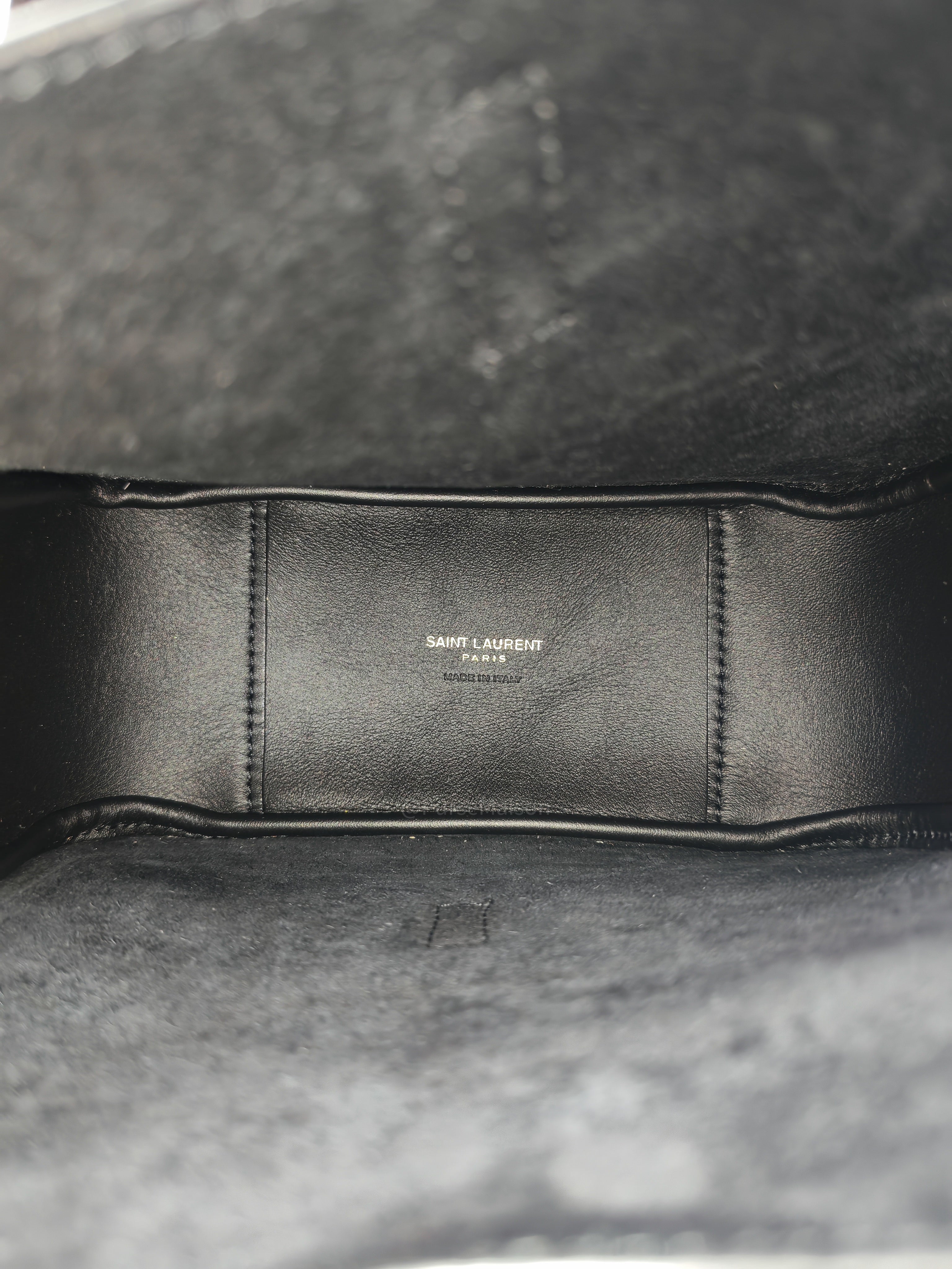 Saint Laurent Le 5 a 7 Supple Baby Hobo Bag in Black Grained Calfskin Leather