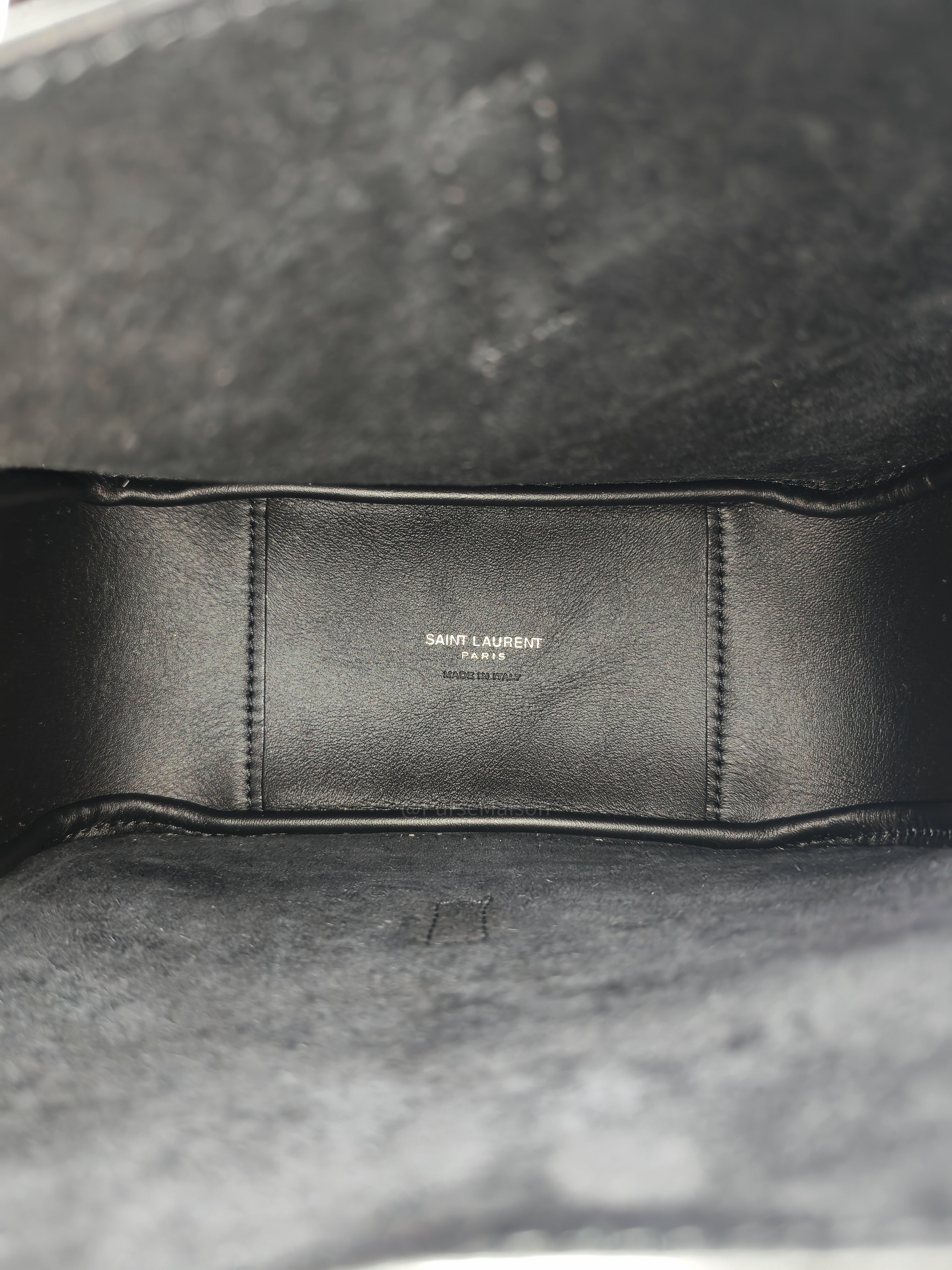 Saint Laurent Le 5 a 7 Supple Baby Hobo Bag in Black Grained Calfskin Leather