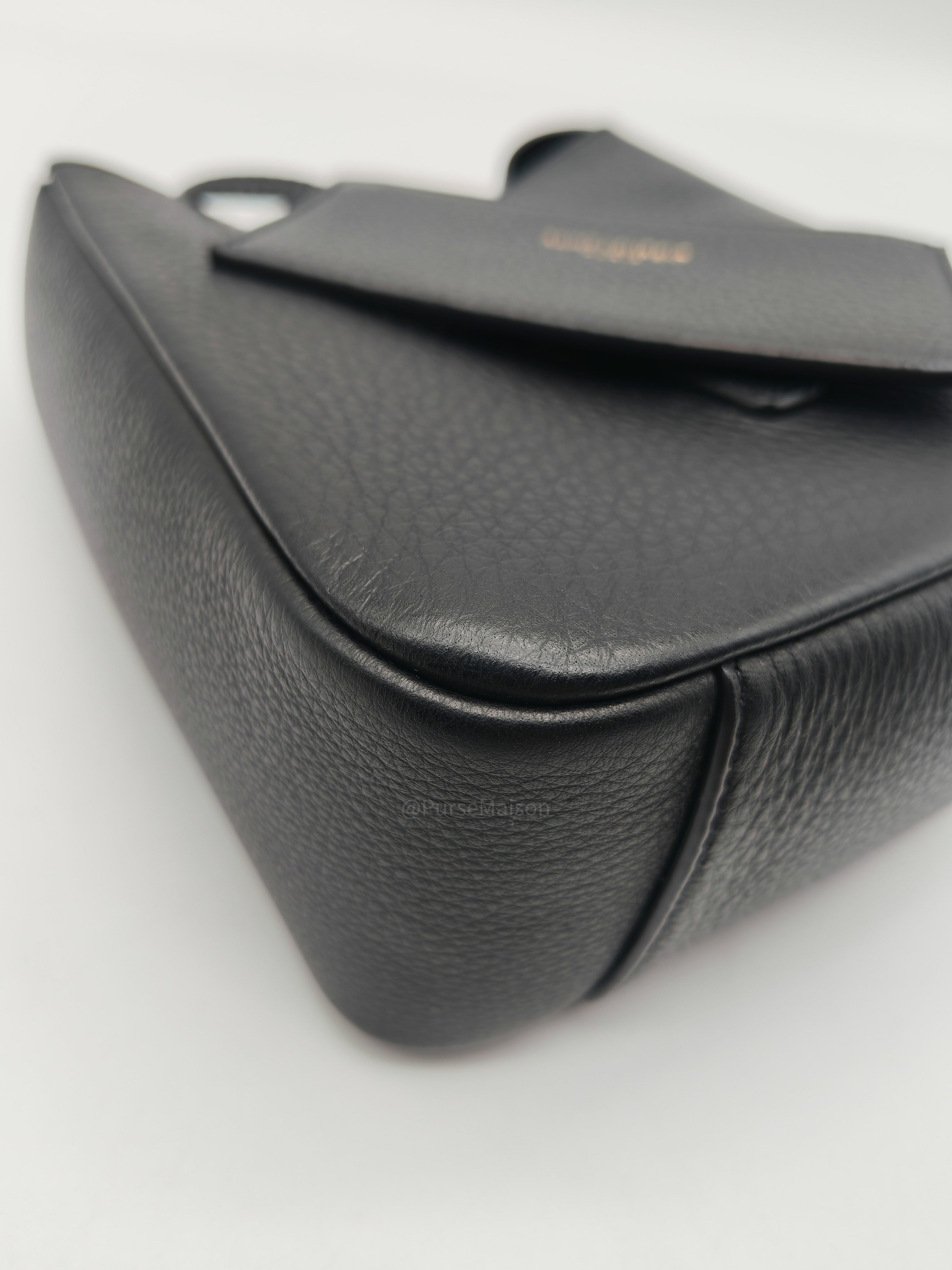 Saint Laurent Le 5 a 7 Supple Baby Hobo Bag in Black Grained Calfskin Leather