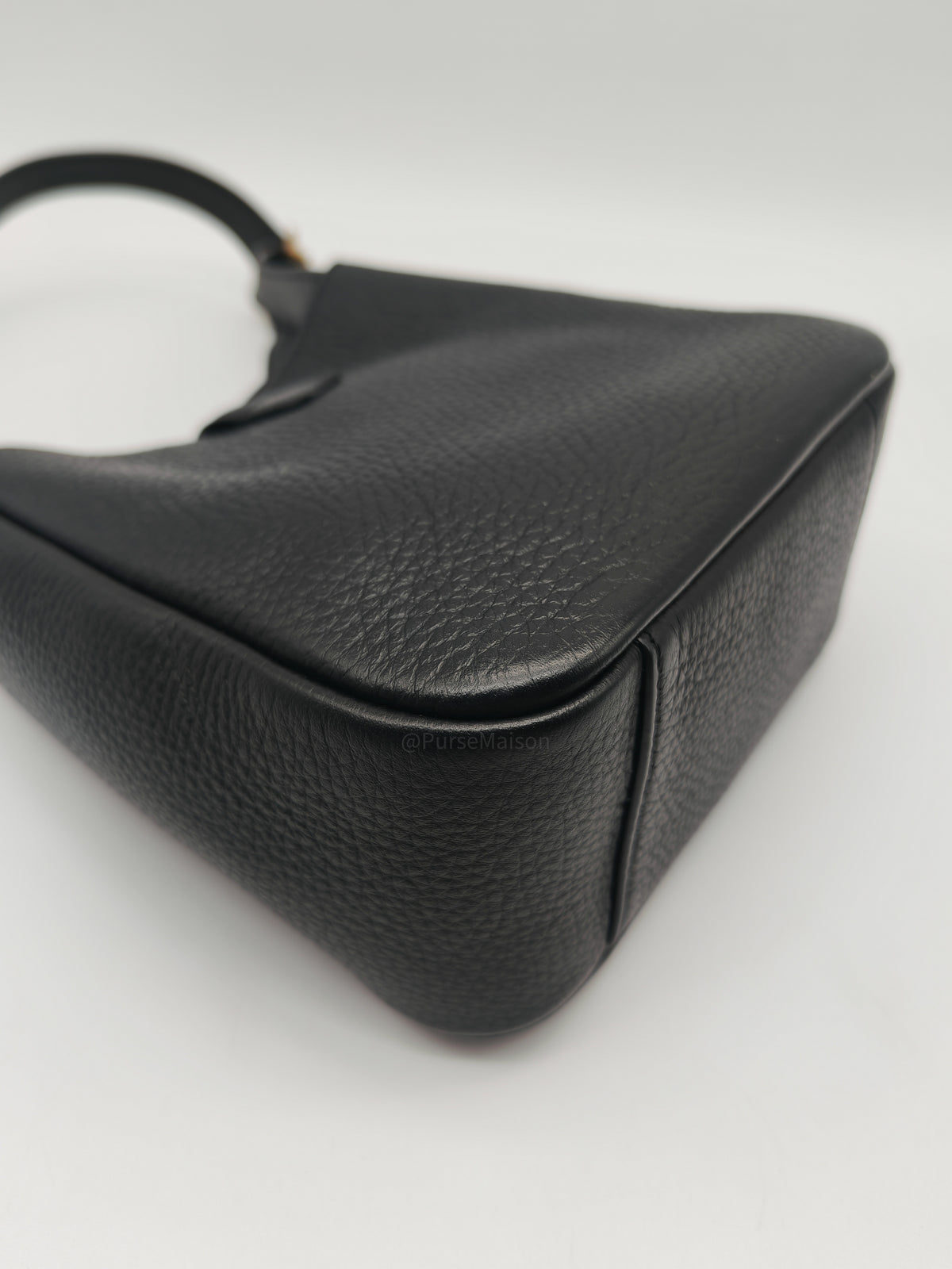 Yves Saint Laurent Le 5 à 7 Supple Baby Hobo Bag in Black Grained Calfskin Leather and Gold Hardware