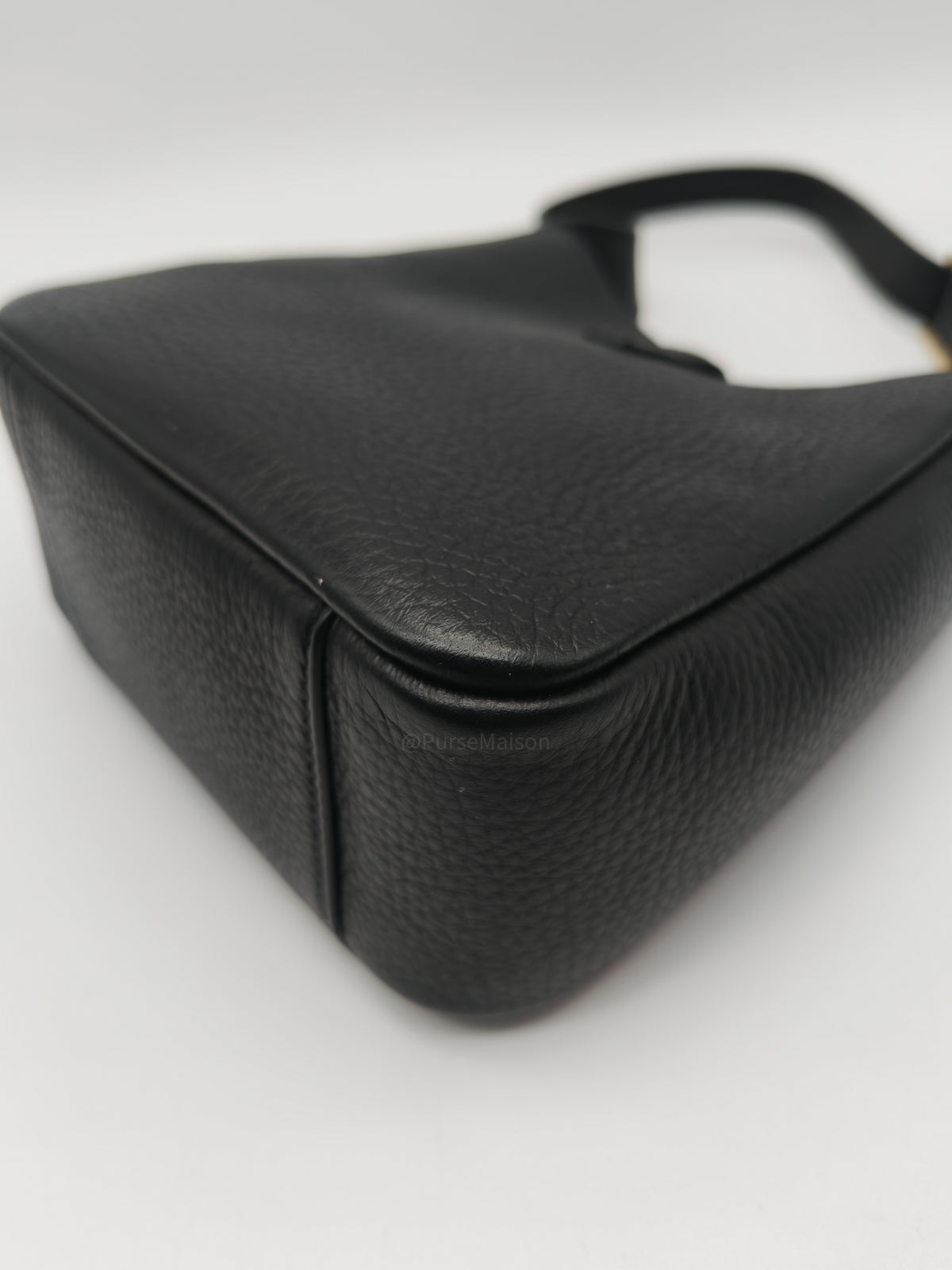 Yves Saint Laurent Le 5 à 7 Supple Baby Hobo Bag in Black Grained Calfskin Leather and Gold Hardware