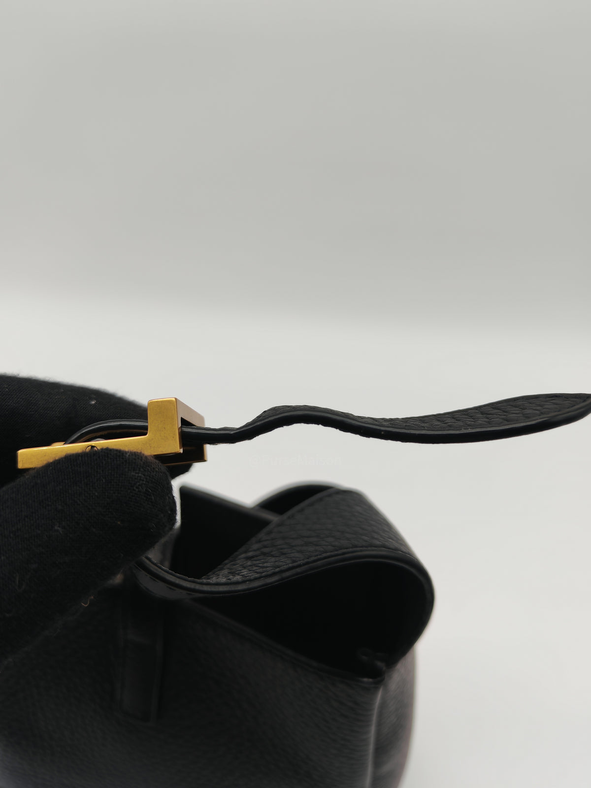 Yves Saint Laurent Le 5 à 7 Supple Baby Hobo Bag in Black Grained Calfskin Leather and Gold Hardware