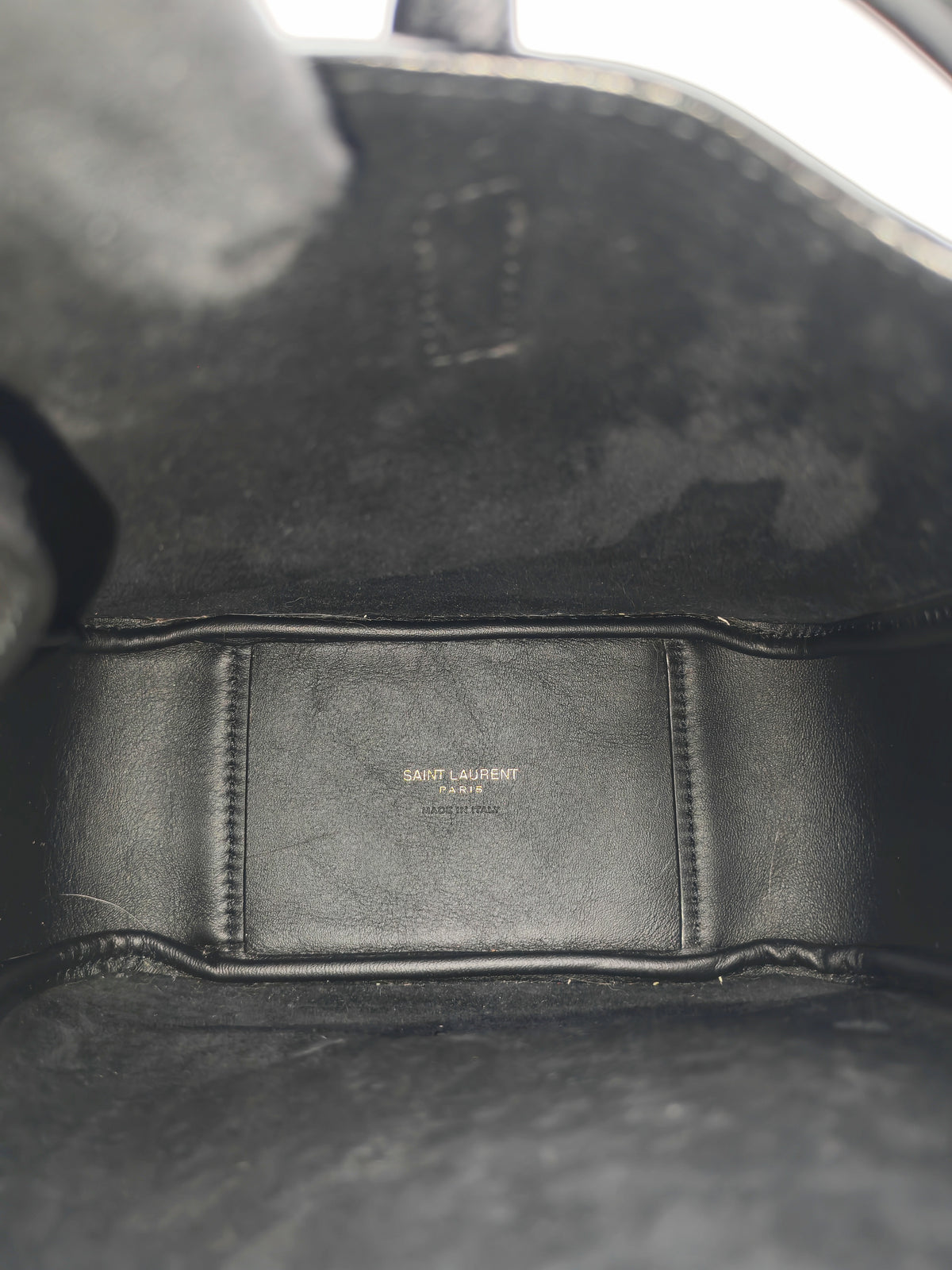 Yves Saint Laurent Le 5 à 7 Supple Baby Hobo Bag in Black Grained Calfskin Leather and Gold Hardware