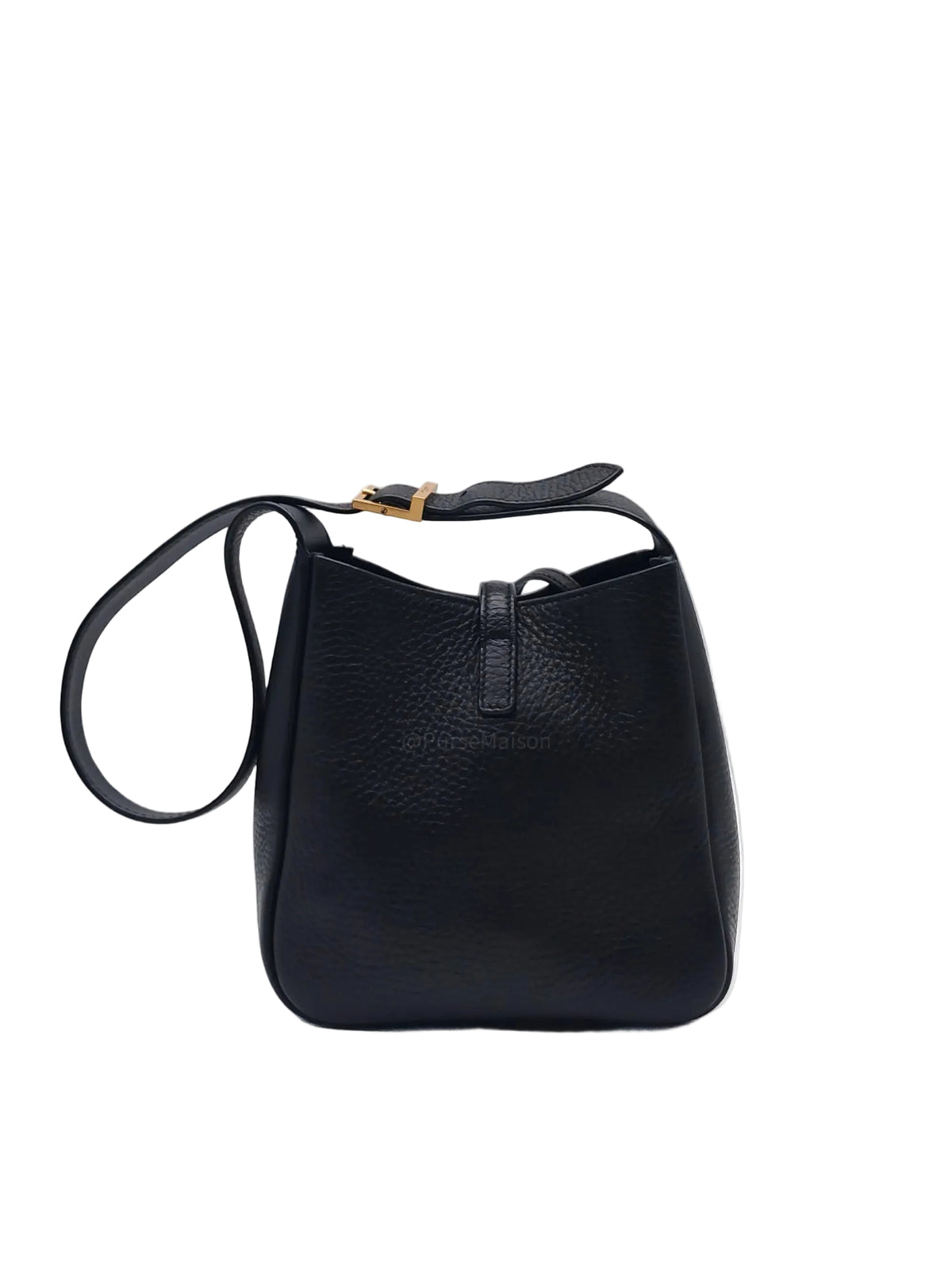 Yves Saint Laurent Le 5 à 7 Supple Baby Hobo Bag in Black Grained Calfskin Leather and Gold Hardware