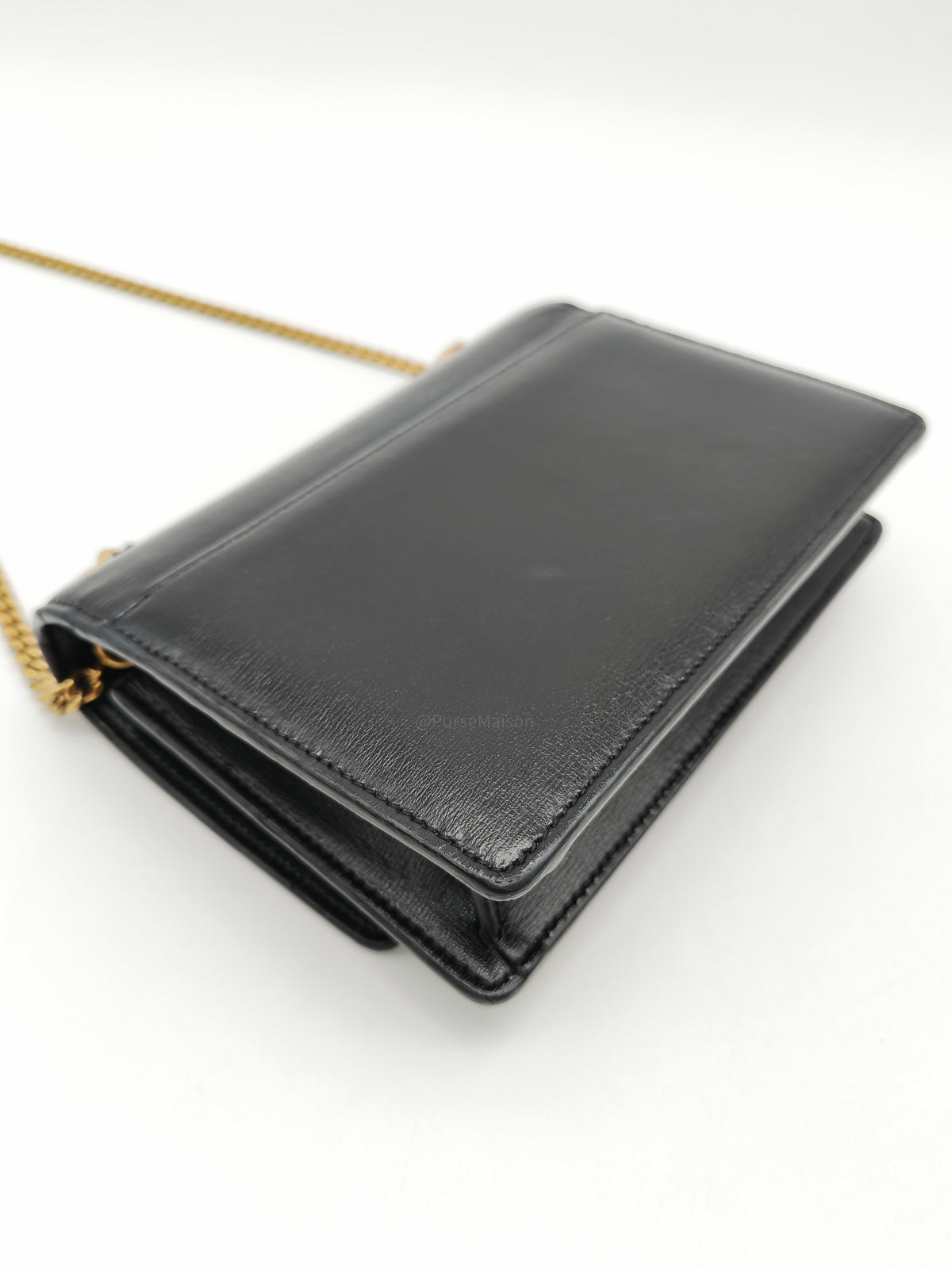 Yves Saint Laurent Sunset Mini Top Handle Bag in Black Calfskin Leather and Gold Hardware