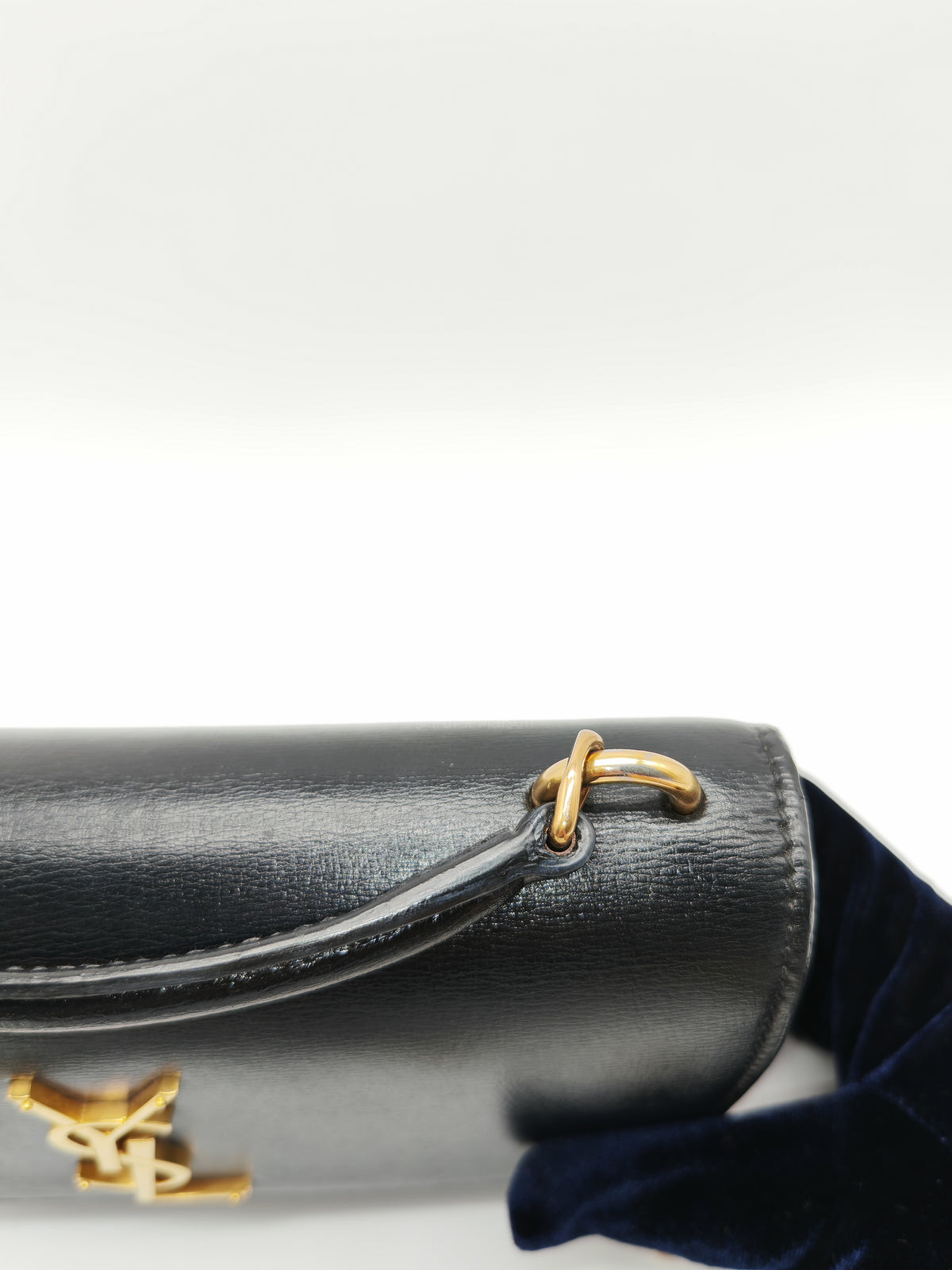Yves Saint Laurent Sunset Mini Top Handle Bag in Black Calfskin Leather and Gold Hardware