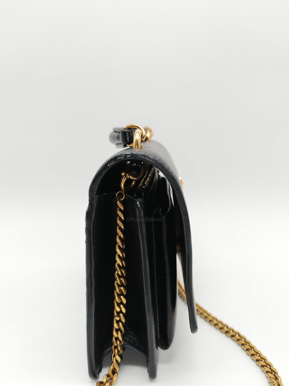 Yves Saint Laurent Sunset Mini Top Handle Bag in Black Calfskin Leather and Gold Hardware