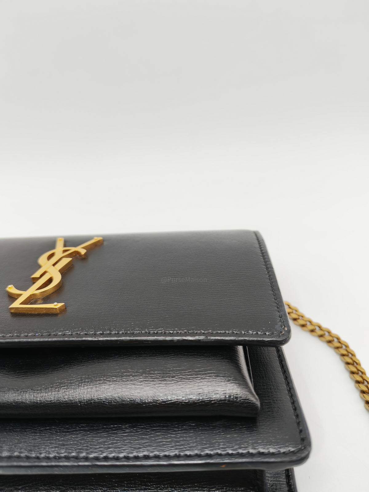 Yves Saint Laurent Sunset Mini Top Handle Bag in Black Calfskin Leather and Gold Hardware