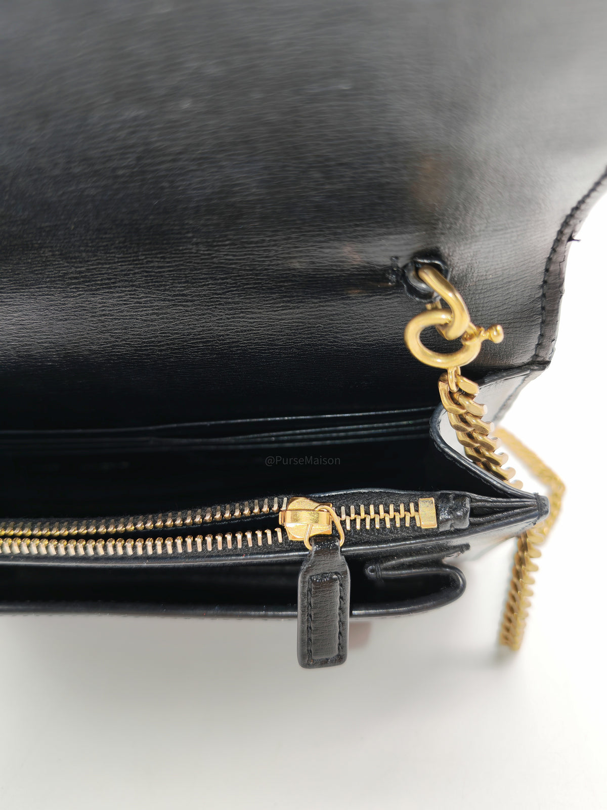 Yves Saint Laurent Sunset Mini Top Handle Bag in Black Calfskin Leather and Gold Hardware