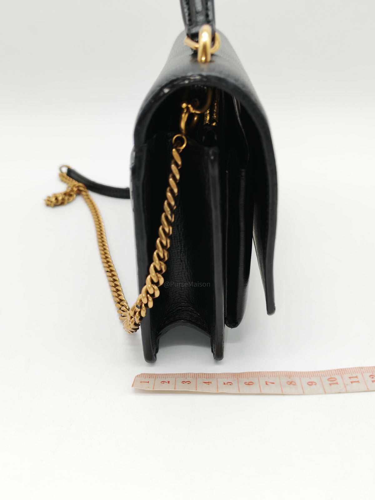Yves Saint Laurent Sunset Mini Top Handle Bag in Black Calfskin Leather and Gold Hardware