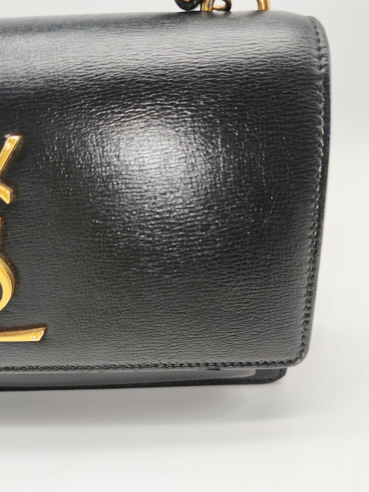 Yves Saint Laurent Sunset Mini Top Handle Bag in Black Calfskin Leather and Gold Hardware
