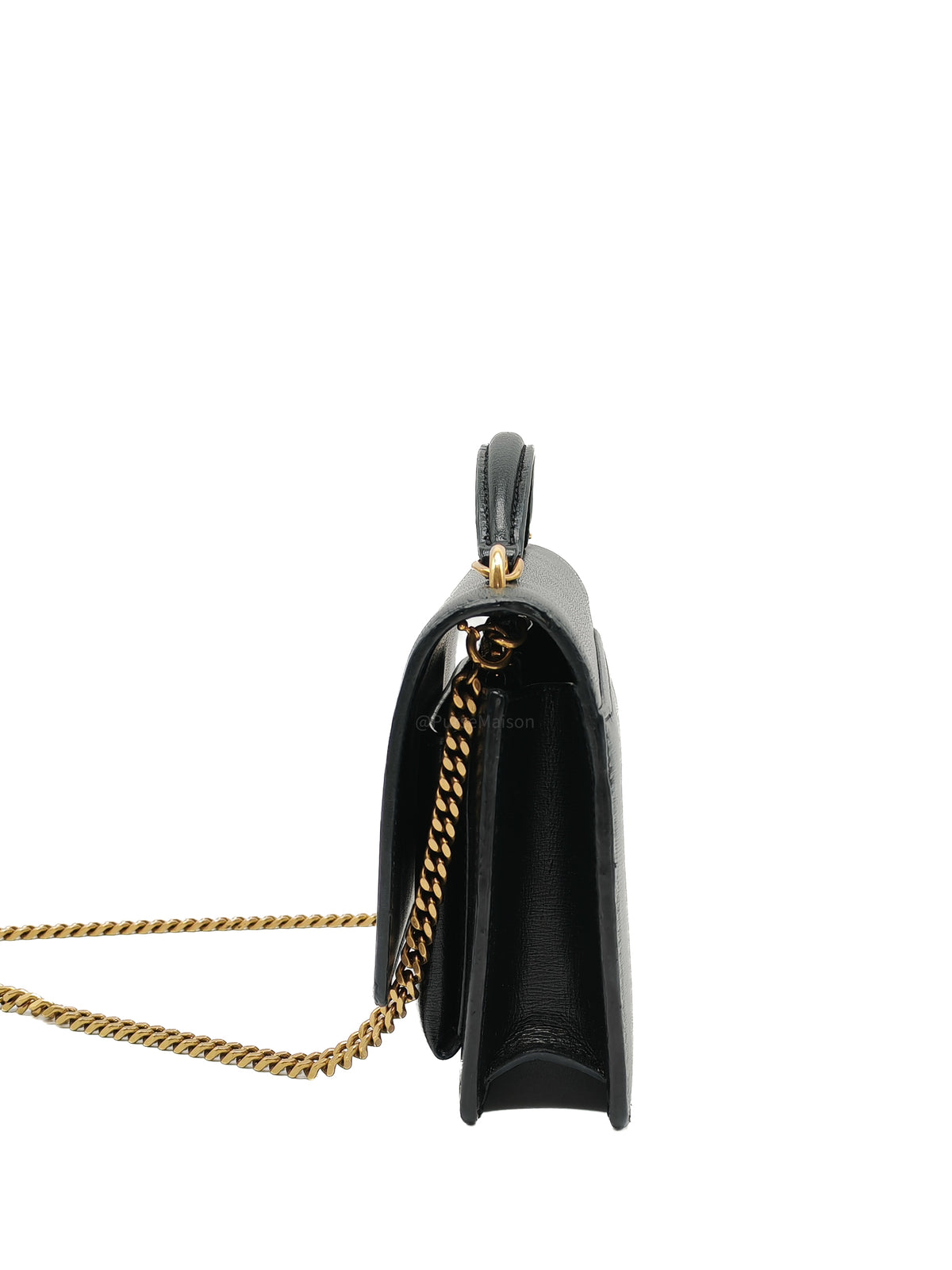 Yves Saint Laurent Sunset Mini Top Handle Bag in Black Calfskin Leather and Gold Hardware