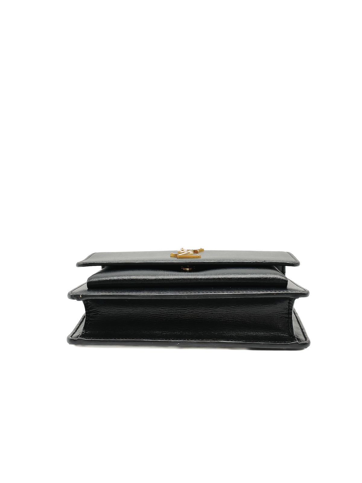 Yves Saint Laurent Sunset Mini Top Handle Bag in Black Calfskin Leather and Gold Hardware