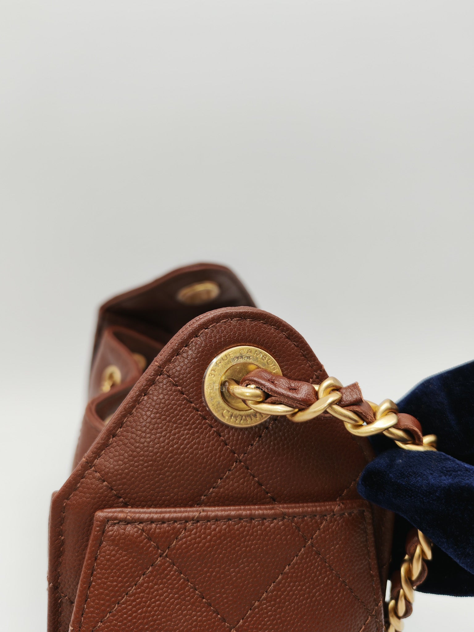 Chanel 25 Mini Chocolate Brown Caviar Leather and Aged Gold Hardware Microchip