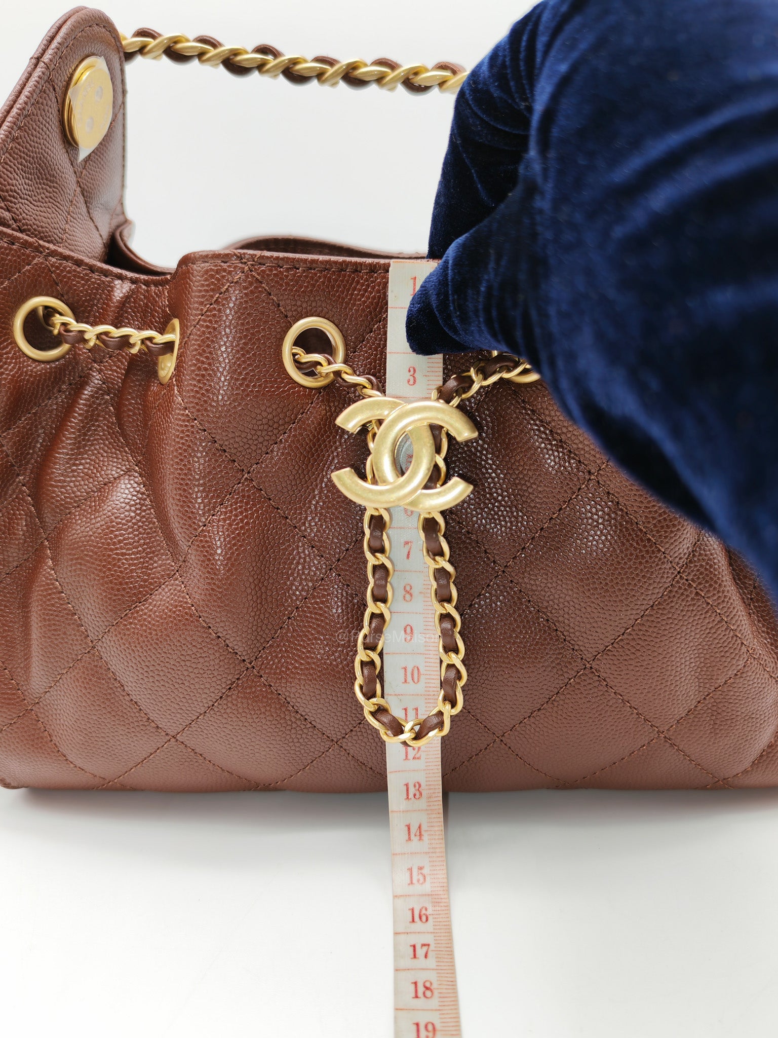 Chanel 25 Mini Chocolate Brown Caviar Leather and Aged Gold Hardware Microchip