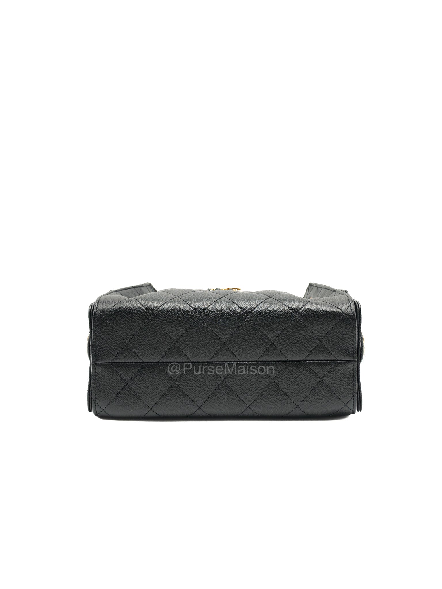 Chanel 25 Mini in Black Caviar Leather and Shiny Gold Hardware (Microchip)