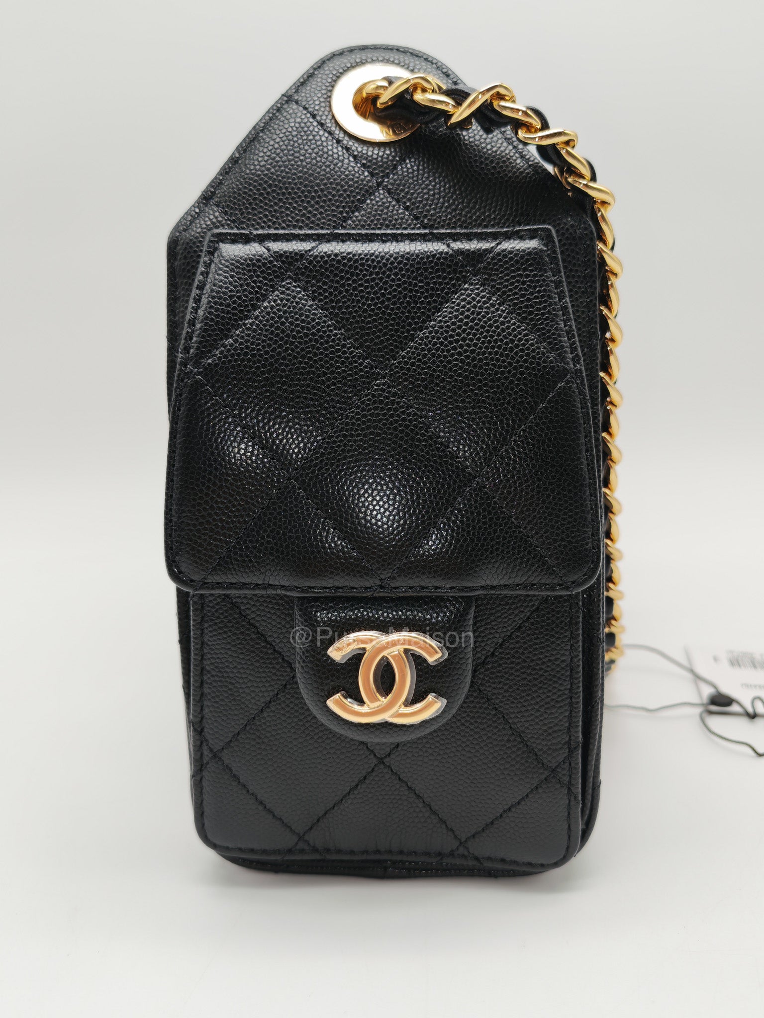 Chanel 25 Mini in Black Caviar Leather and Shiny Gold Hardware (Microchip)