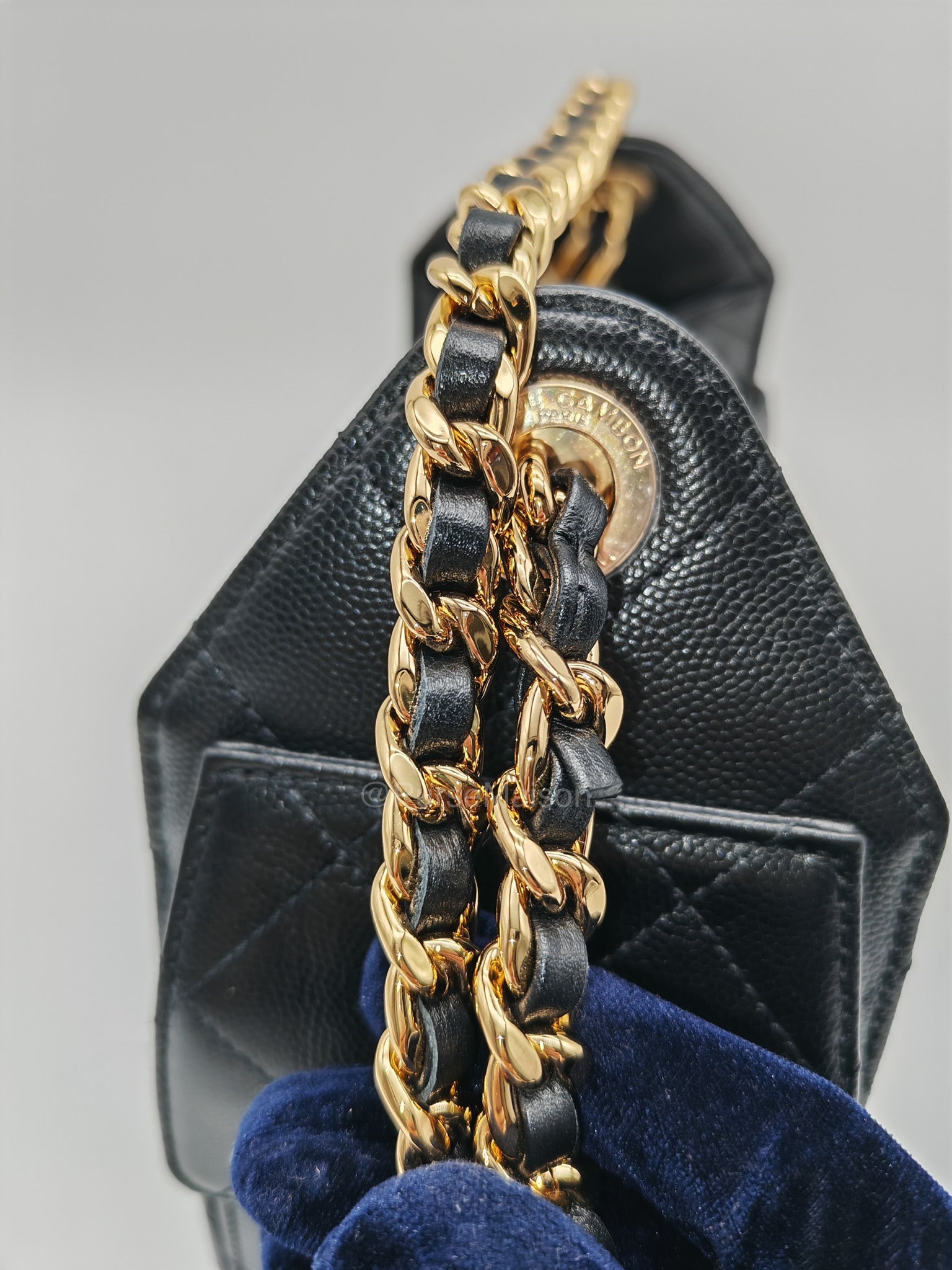 Chanel 25 Mini in Black Caviar Leather and Shiny Gold Hardware (Microchip)