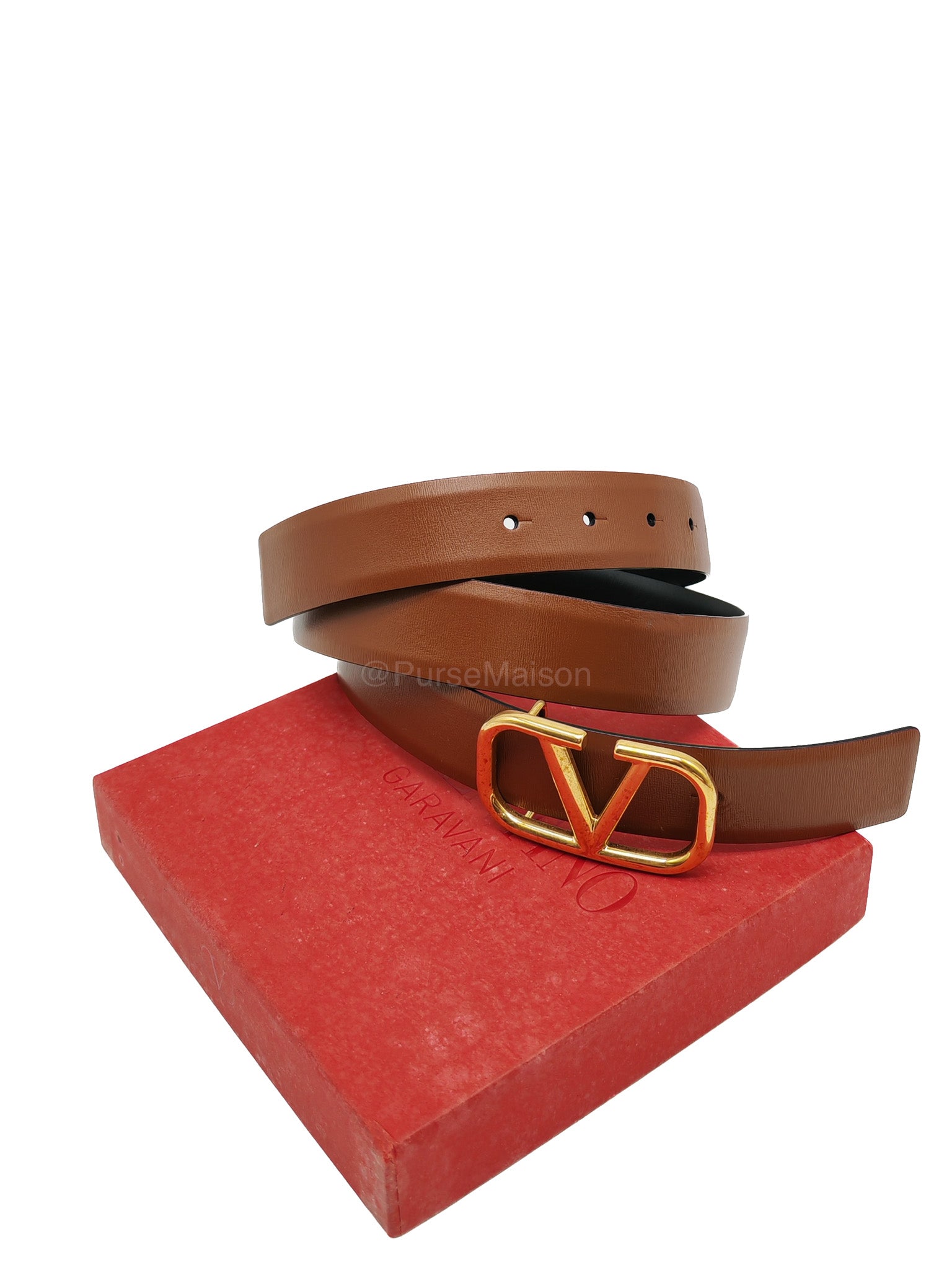 Valentino Garavani Reversible VLogo Signature Belt in Brown/Black
