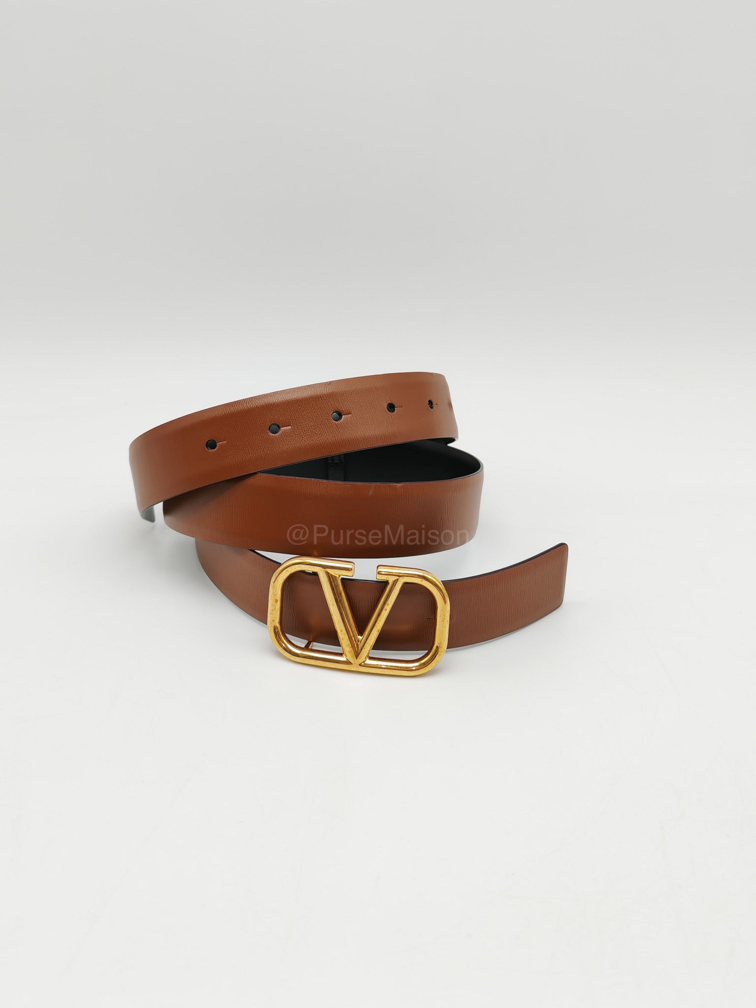 Valentino Garavani Reversible VLogo Signature Belt in Brown/Black