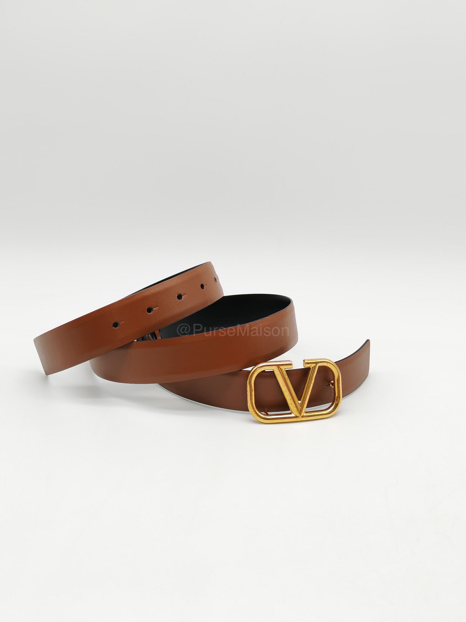 Valentino Garavani Reversible VLogo Signature Belt in Brown/Black
