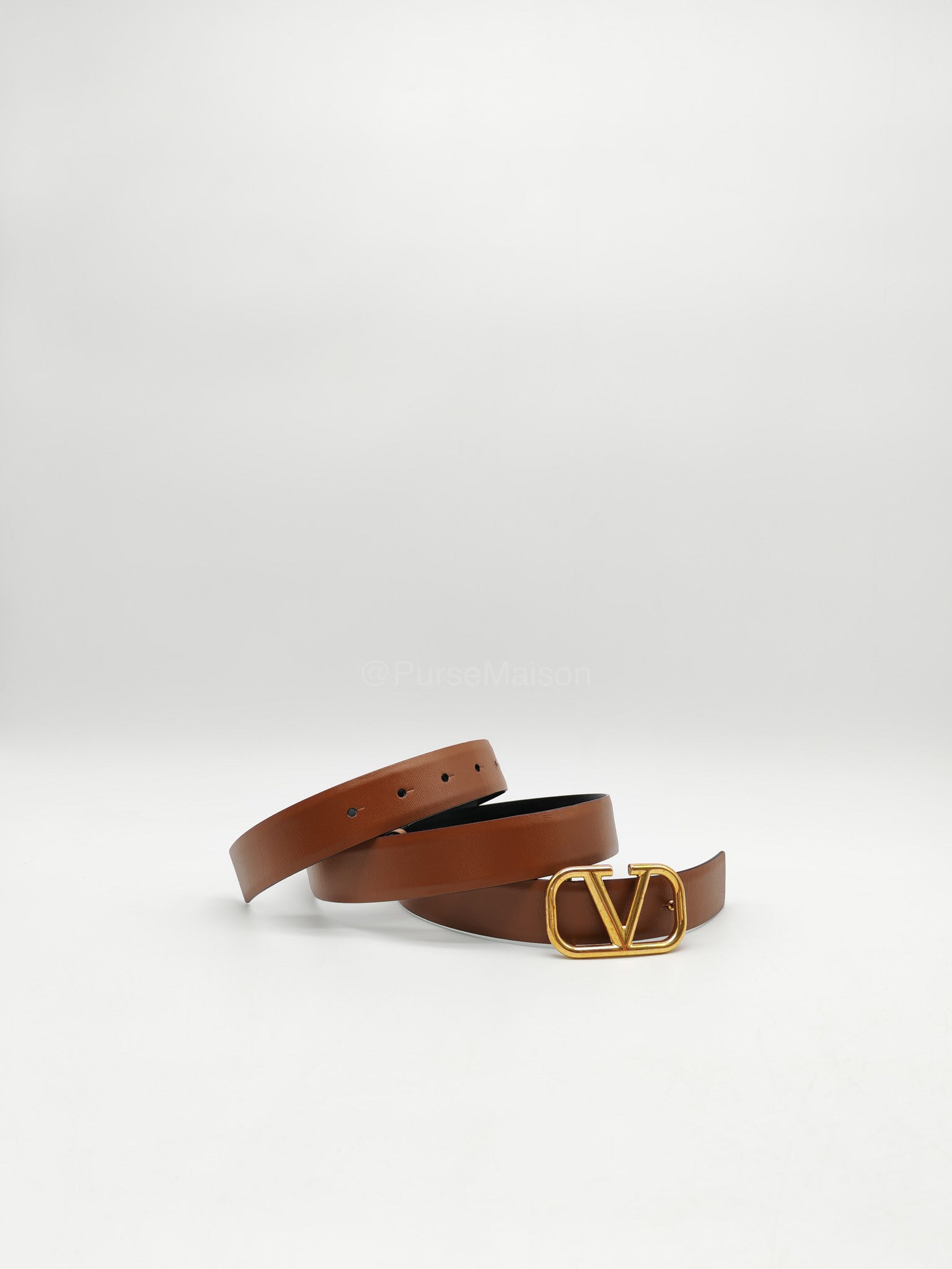 Valentino Garavani Reversible VLogo Signature Belt in Brown/Black