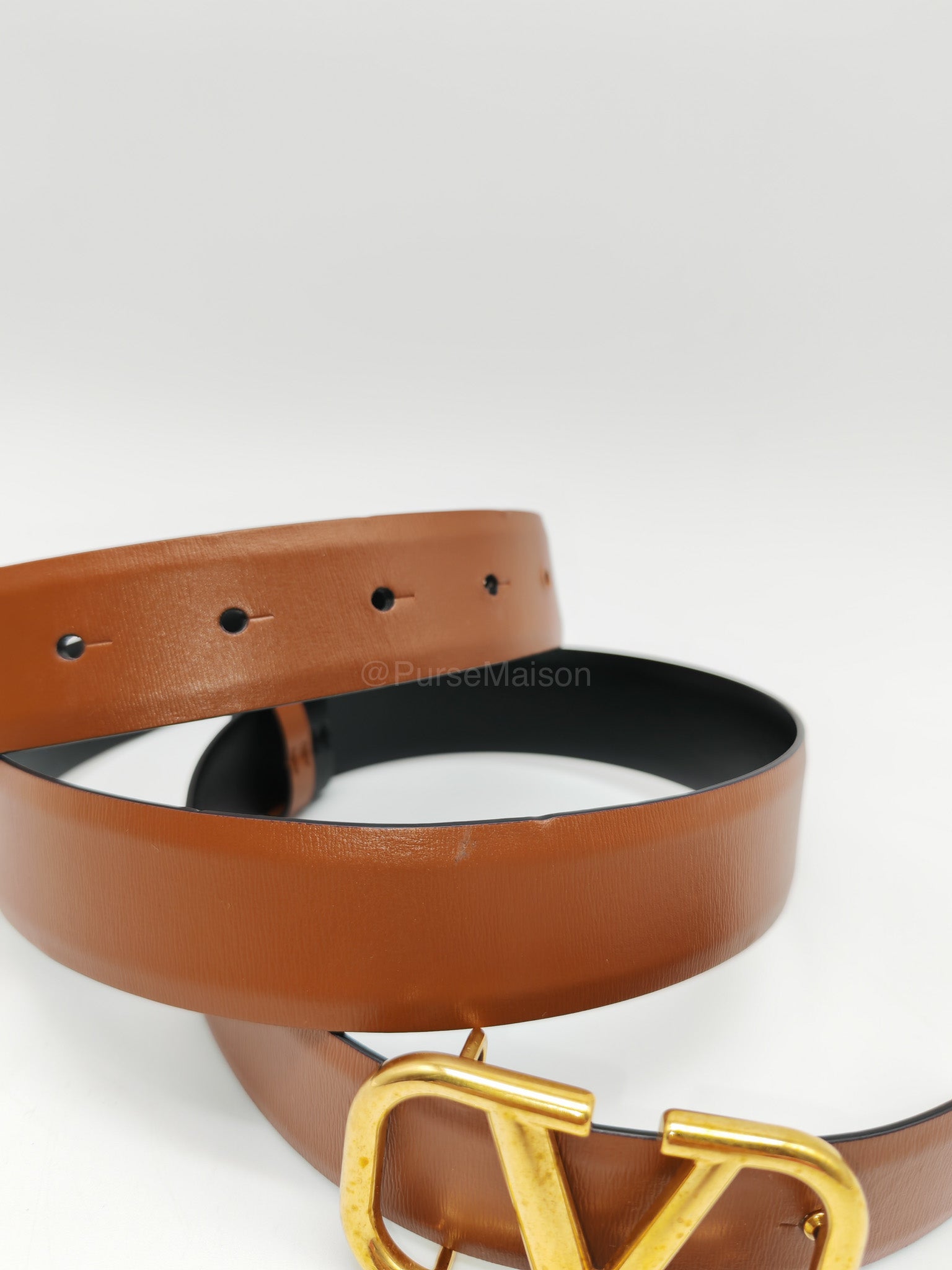 Valentino Garavani Reversible VLogo Signature Belt in Brown/Black