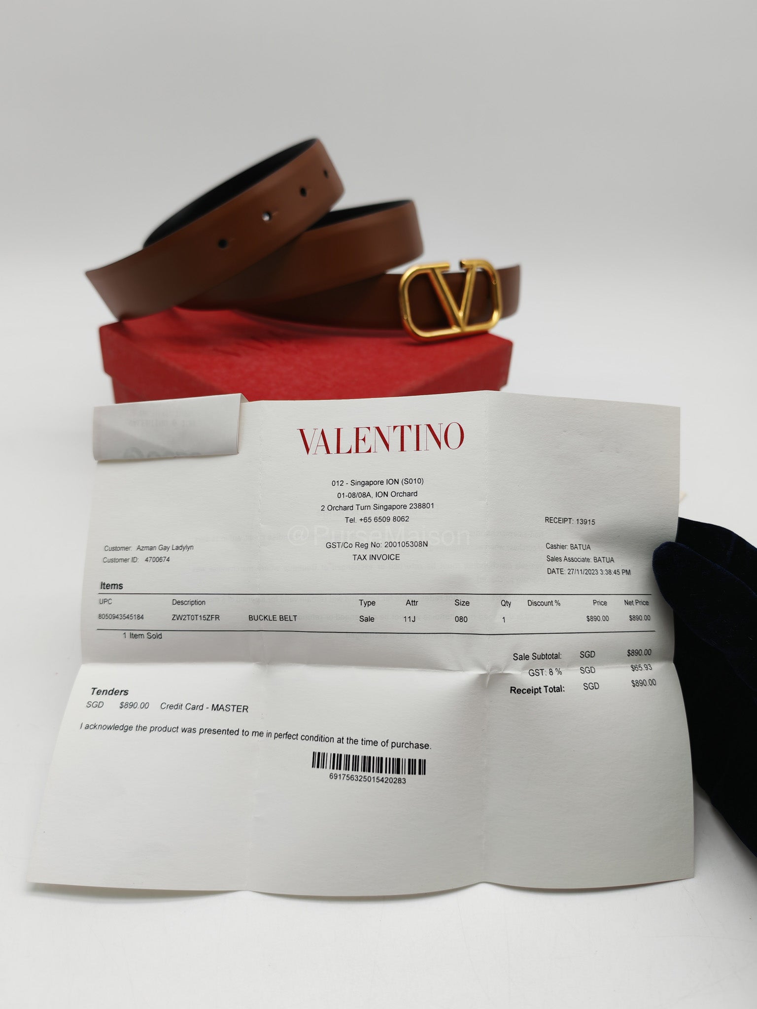 Valentino Garavani Reversible VLogo Signature Belt in Brown/Black